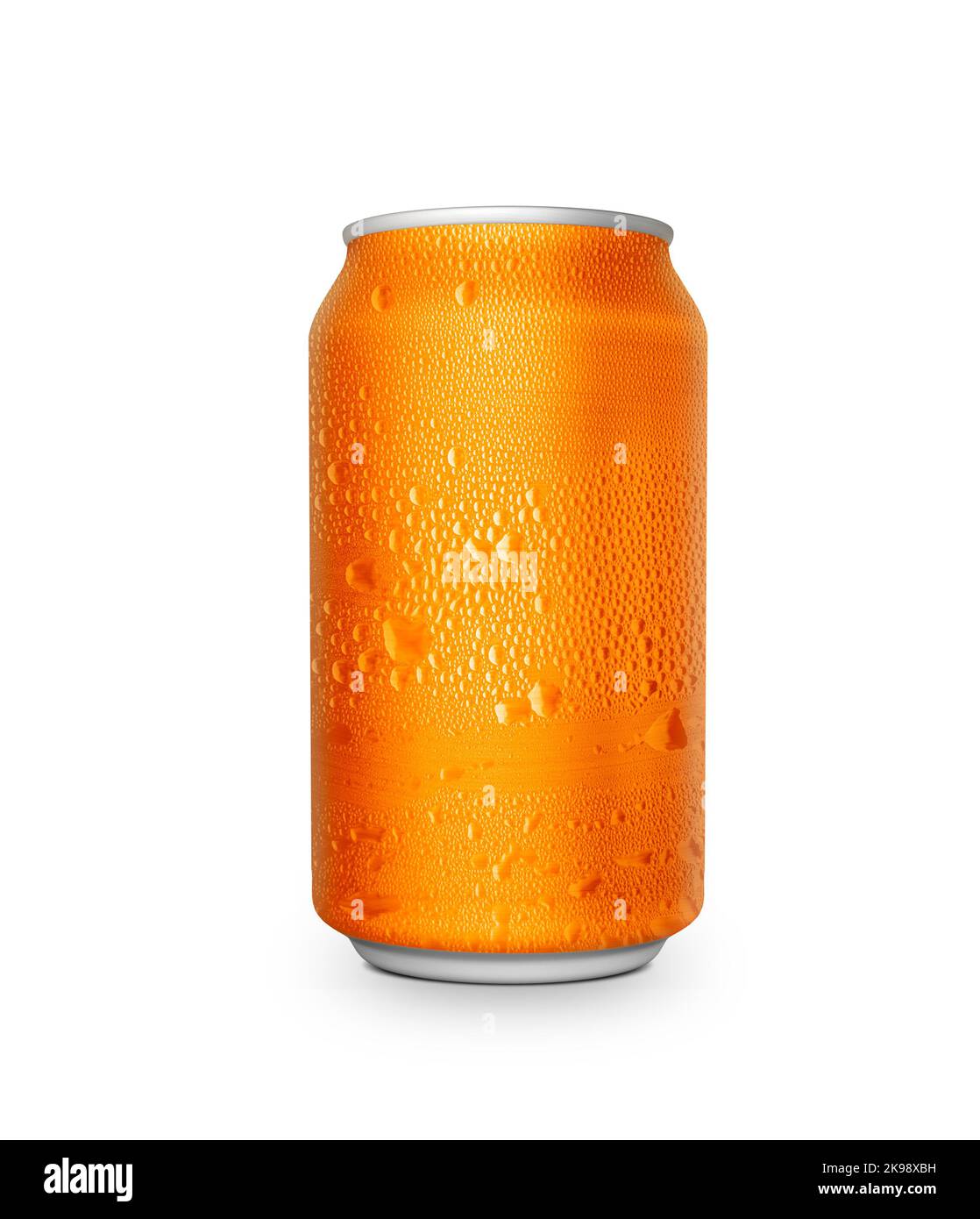 Orange aluminum can on Isolated on a white Background Stock Photo