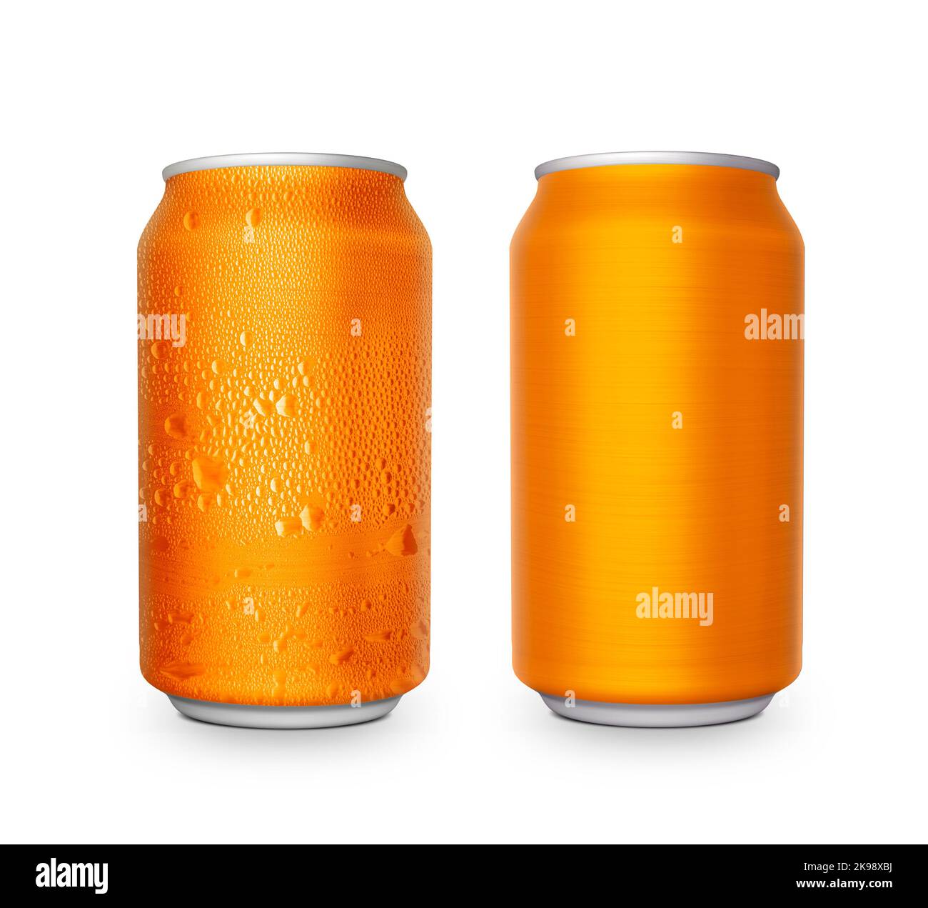 Orange aluminum can on Isolated on a white Background Stock Photo