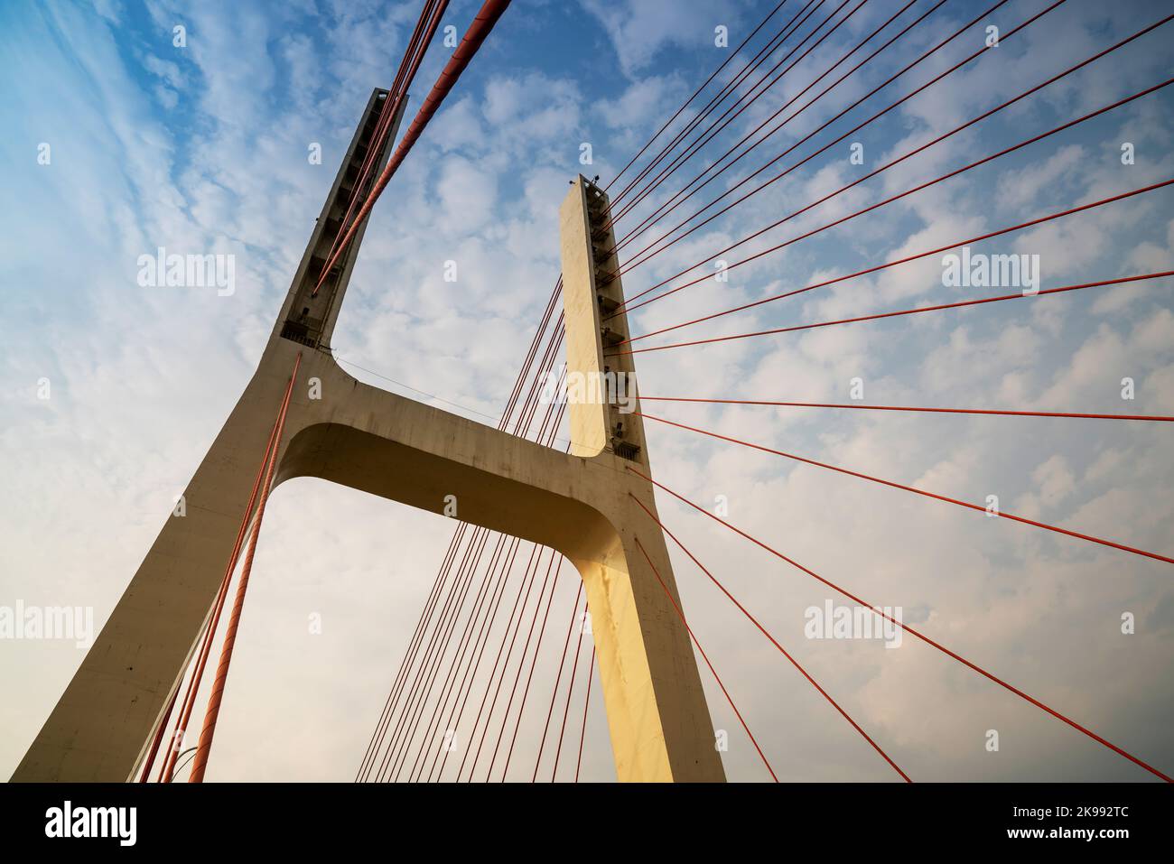 Cable stayed bridge at sunset Stock Photo - Alamy