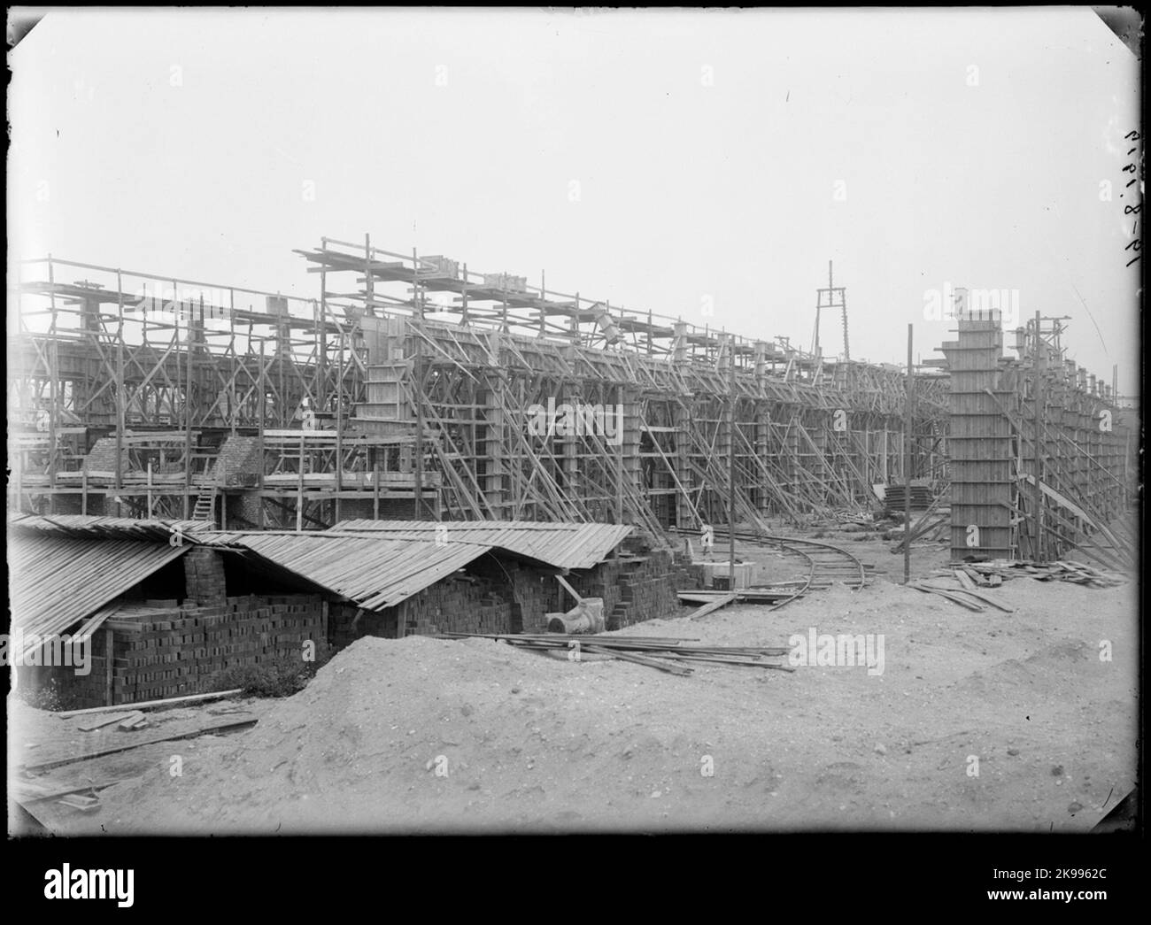 Construction of the locomotive workshop at the State Railway's railway ...