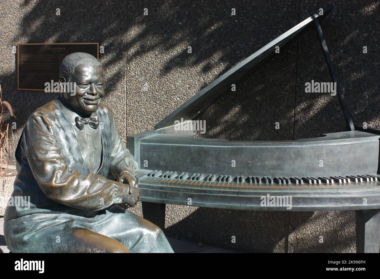 Statue of Oscar Peterson and his piano in Ottawa, Ontario, Canada Stock Photo