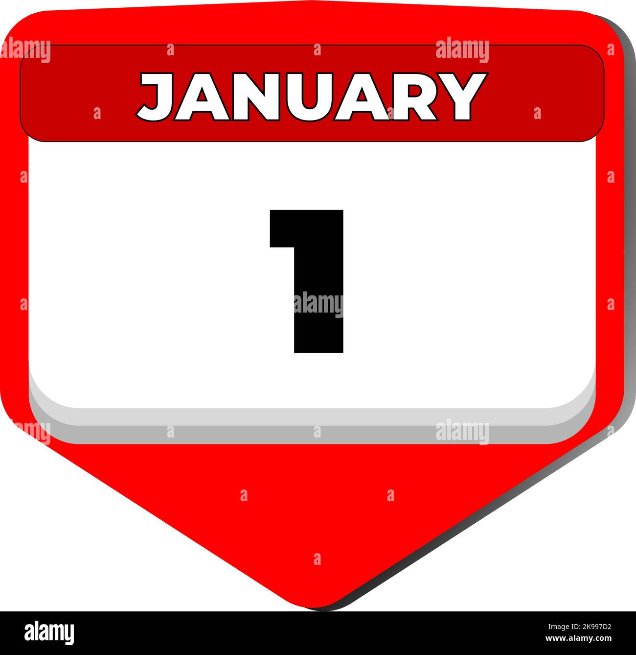 1 January vector icon calendar day. 1 date of January. First day of
