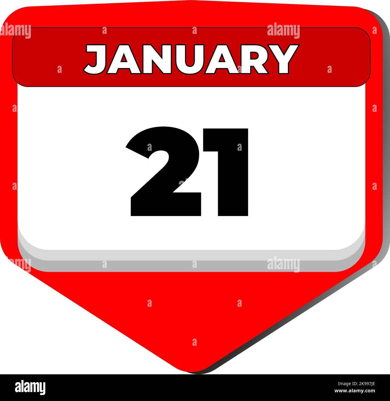 21 January vector icon calendar day. 21 date of January. Twenty first day of January. 21th date number. 21 day calendar. Twenty one date Stock Vector