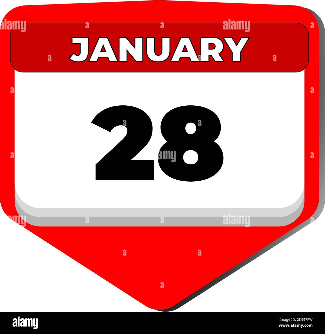 28 January vector icon calendar day. 28 date of January. Twenty eighth day of January. 28th date number. 28 day calendar. Twenty eight date Stock Vector