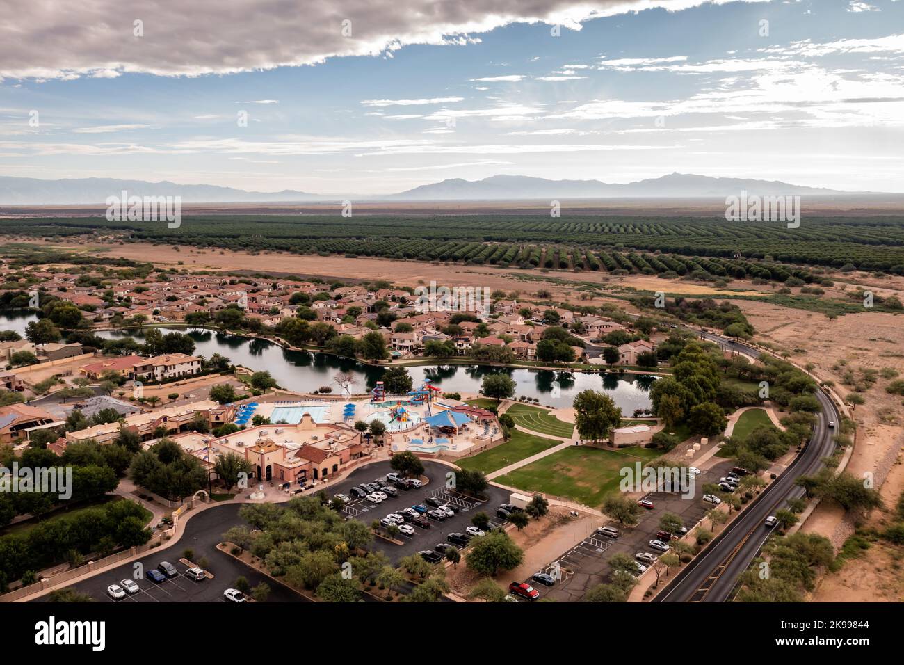 Sahuarita Lake and new home development in Arizona near Tucson Stock