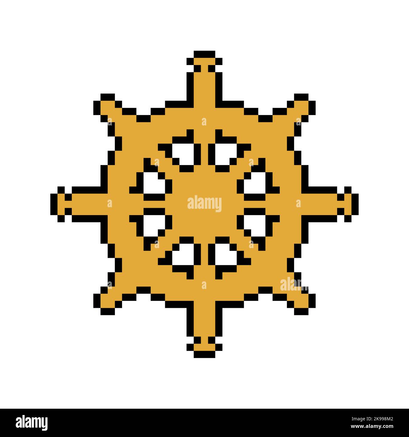 Ships helm pixel art. 8 bit Vector illustration Stock Vector