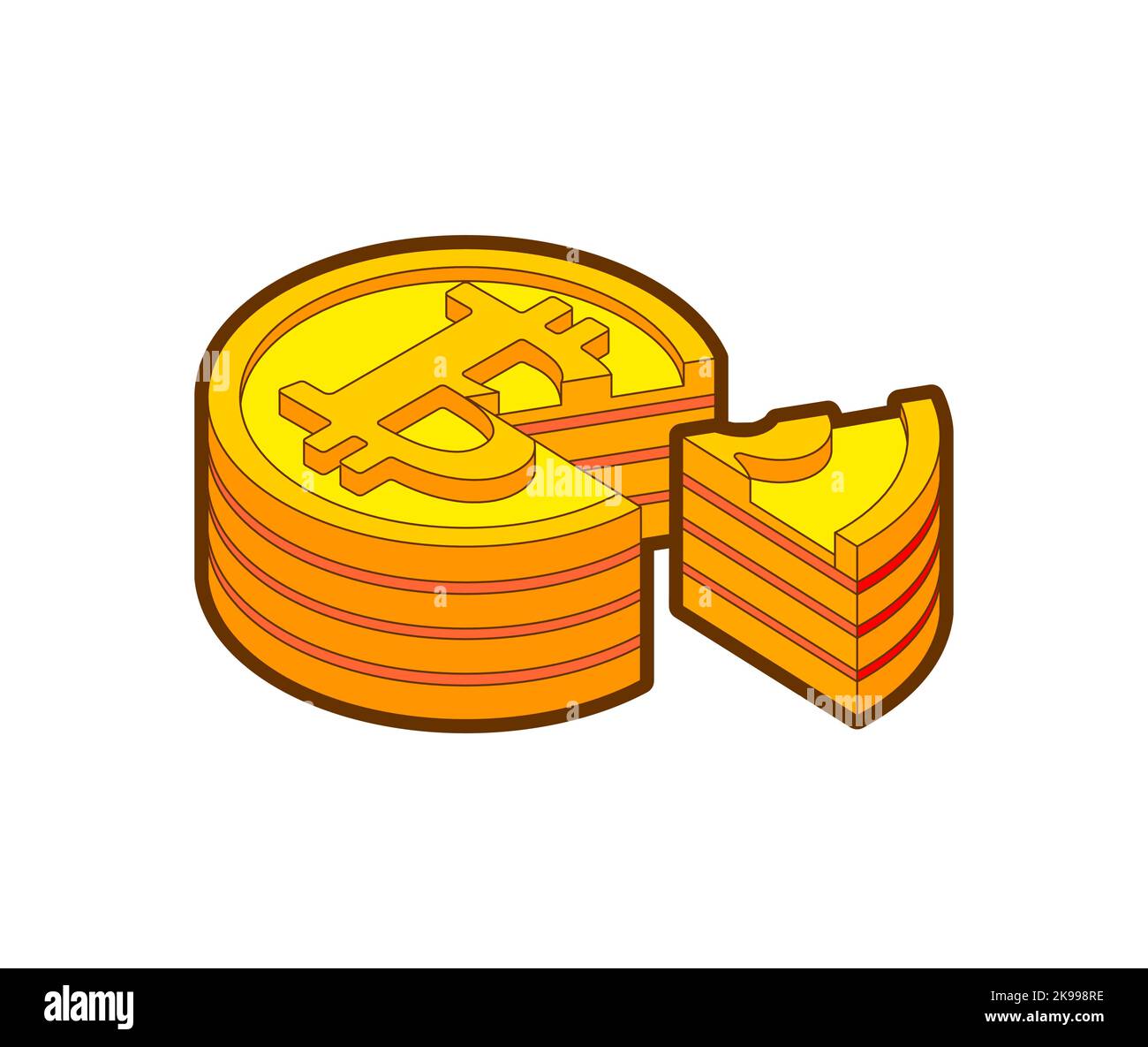Bitcoin cake and piece of pie. concept of cutting off part of cryptocurrency  Stock Vector Image & Art - Alamy