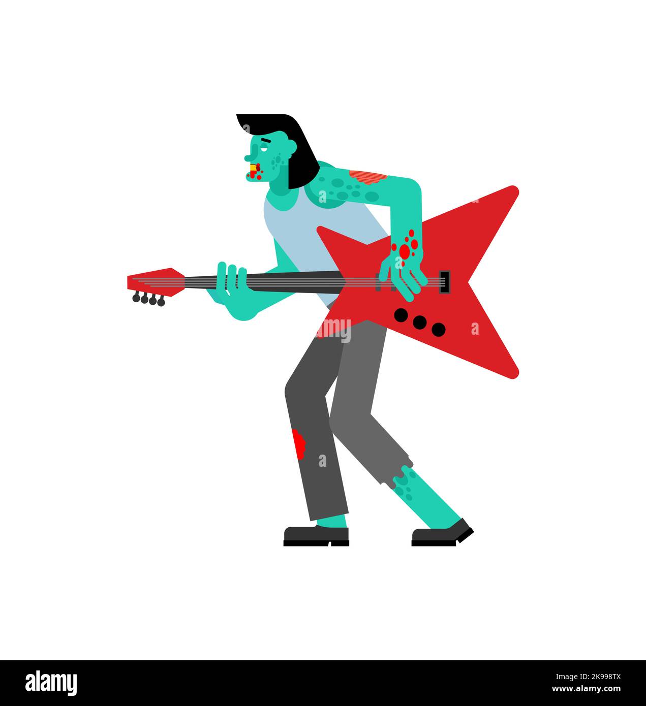 Zombie with Electric guitar. zombi musician. guitar and walking dead