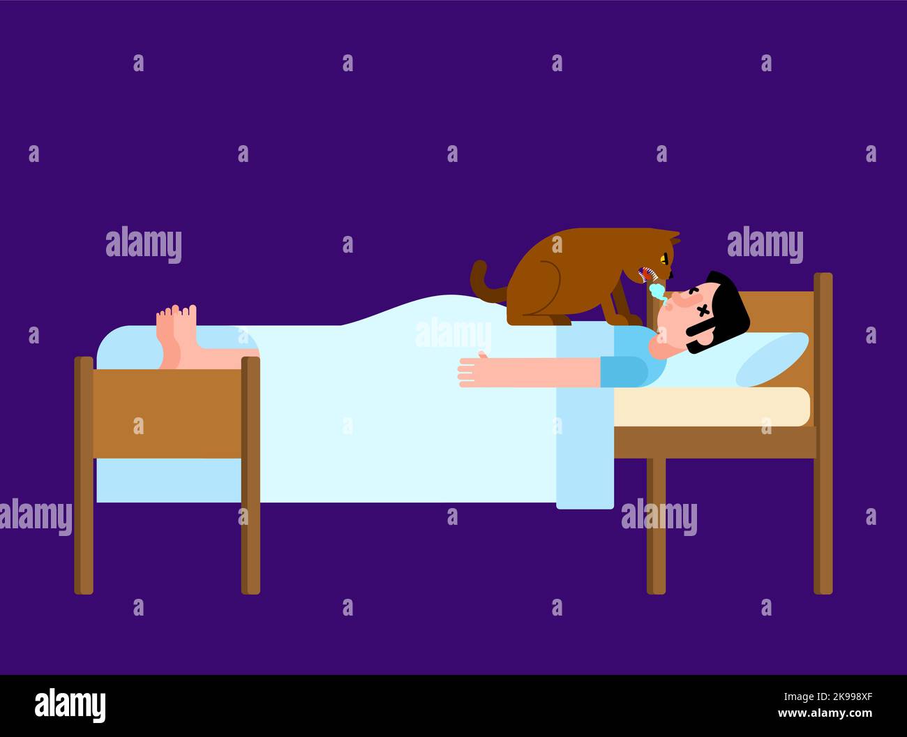 Cat take your breath. Cat steals human breath Stock Vector Image & Art