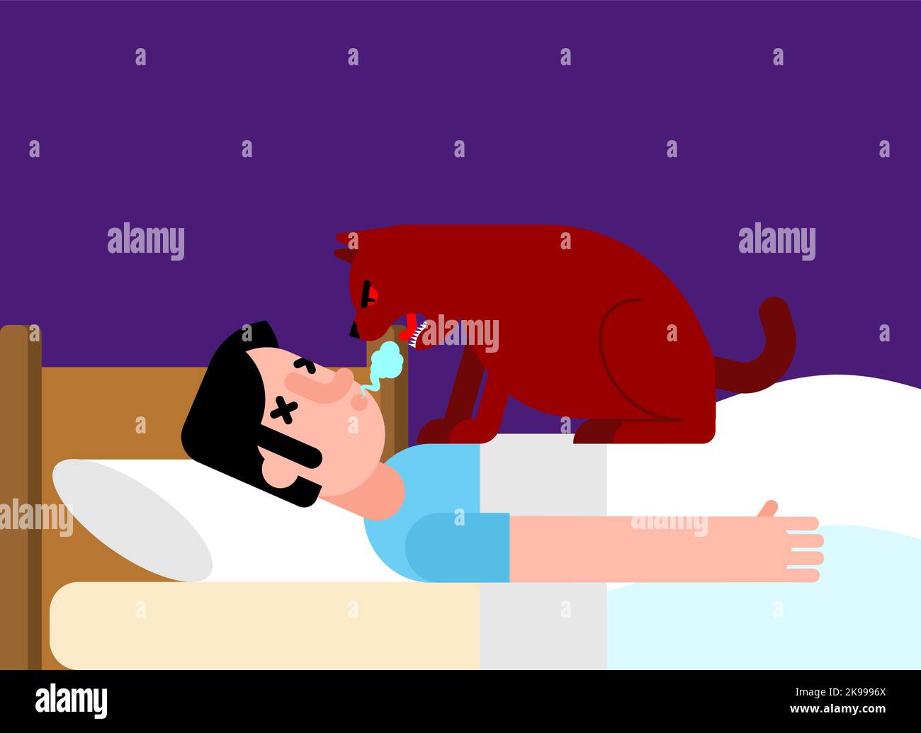 Cat take your breath. Cat steals human breath Stock Vector Image & Art