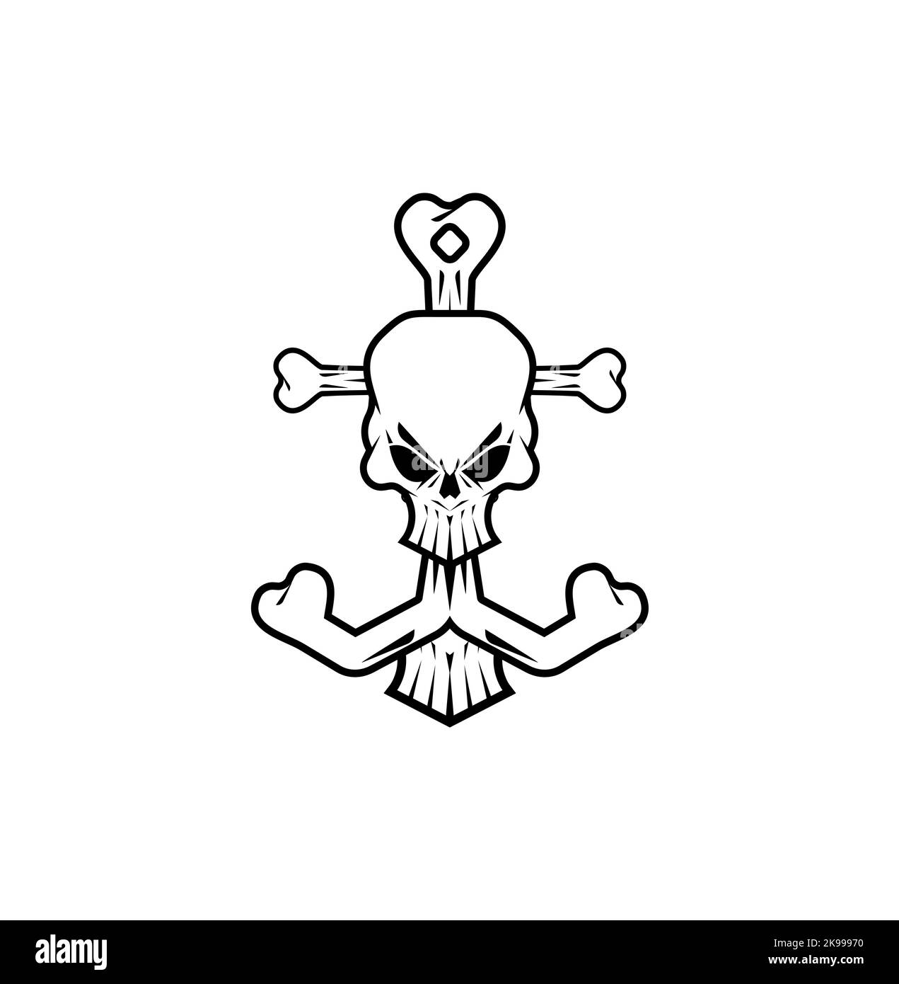 Anchor with skull. Illustration on pirate theme Stock Vector Image ...