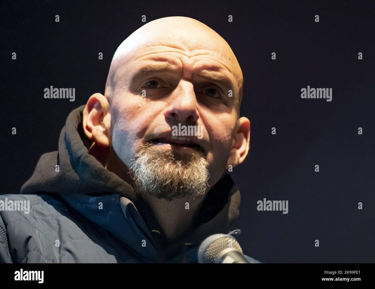 Pittsburgh, United States. 26th Oct, 2022. Democratic candidate for Senate John Fetterman addresses supporters at Stage AE for a Get Out the Vote Rally on Wednesday, October 26, 2022 in Pittsburgh. Photo by Archie Carpenter/UPI Credit: UPI/Alamy Live News Stock Photo