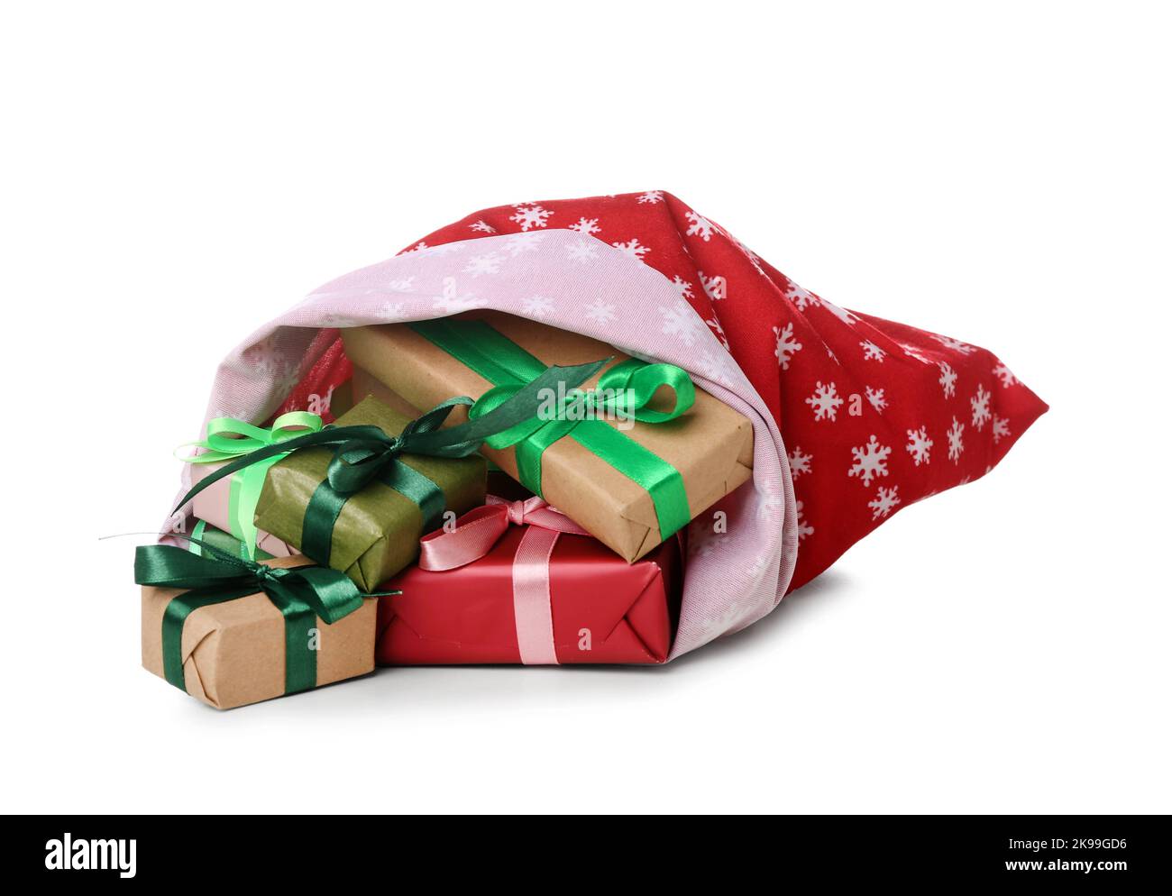 Santa bag with gifts isolated on white background Stock Photo - Alamy