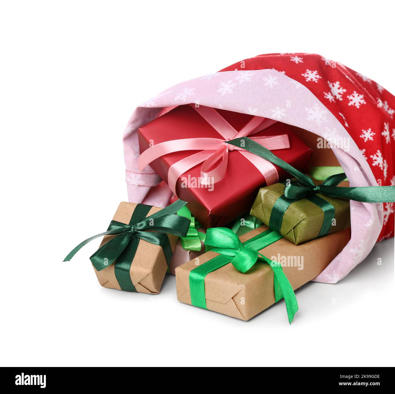 Santa bag with gifts isolated on white background Stock Photo - Alamy