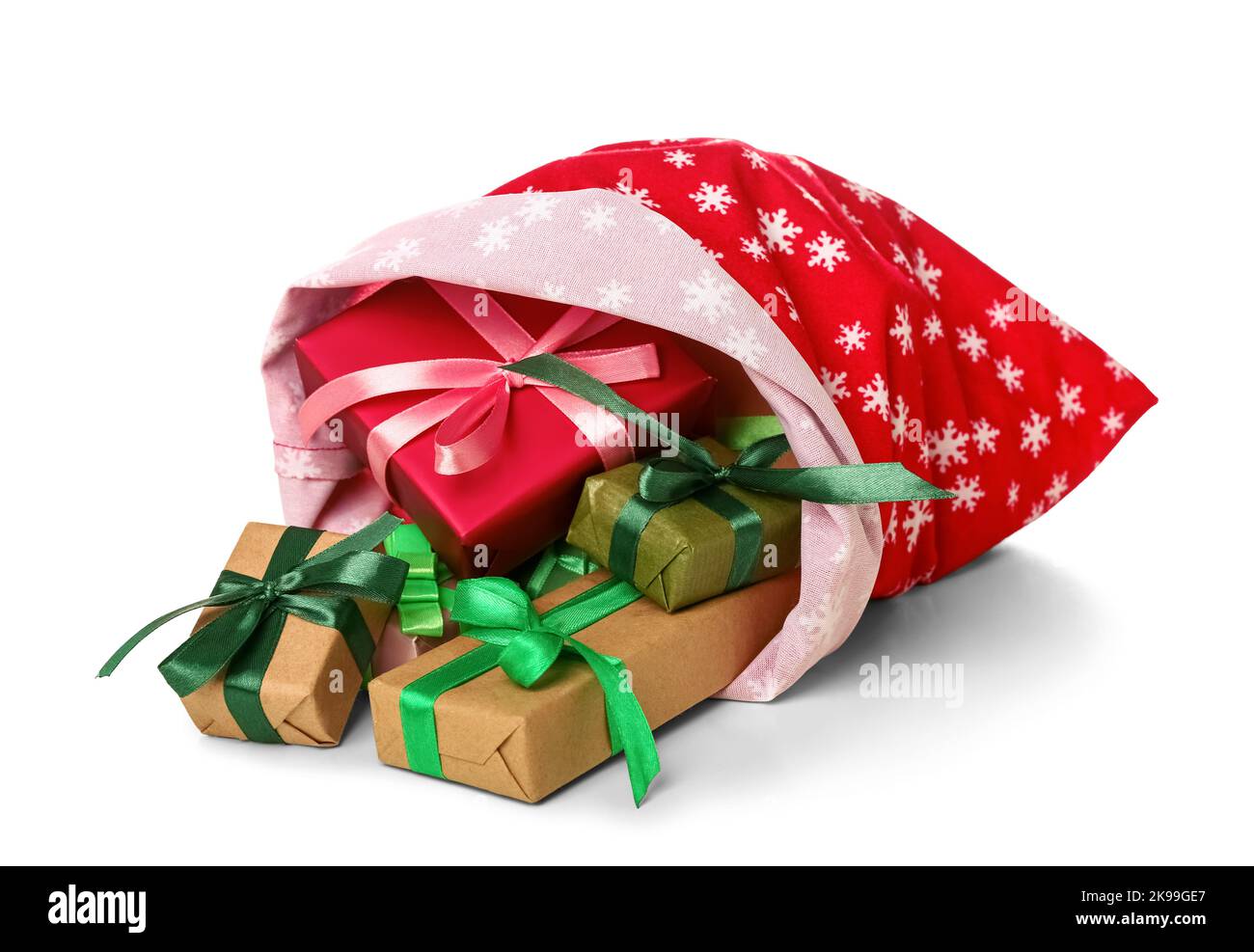 Santa bag with gifts isolated on white background Stock Photo - Alamy