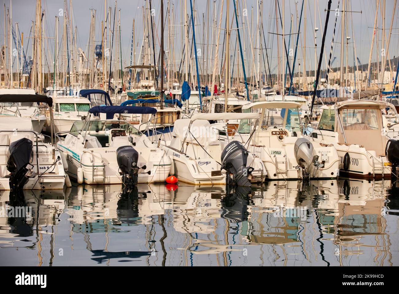 Toulon port city on southern France’s Mediterranean coast, busy marina harbour Stock Photo
