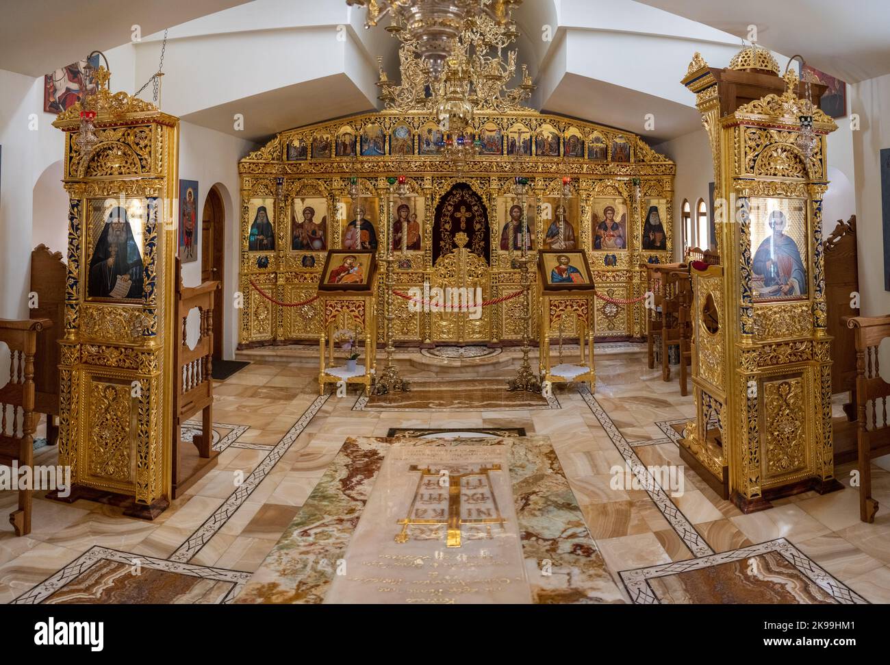 Inside of a Chapel at St Anthony's Greek Orthodox Monastery Stock Photo