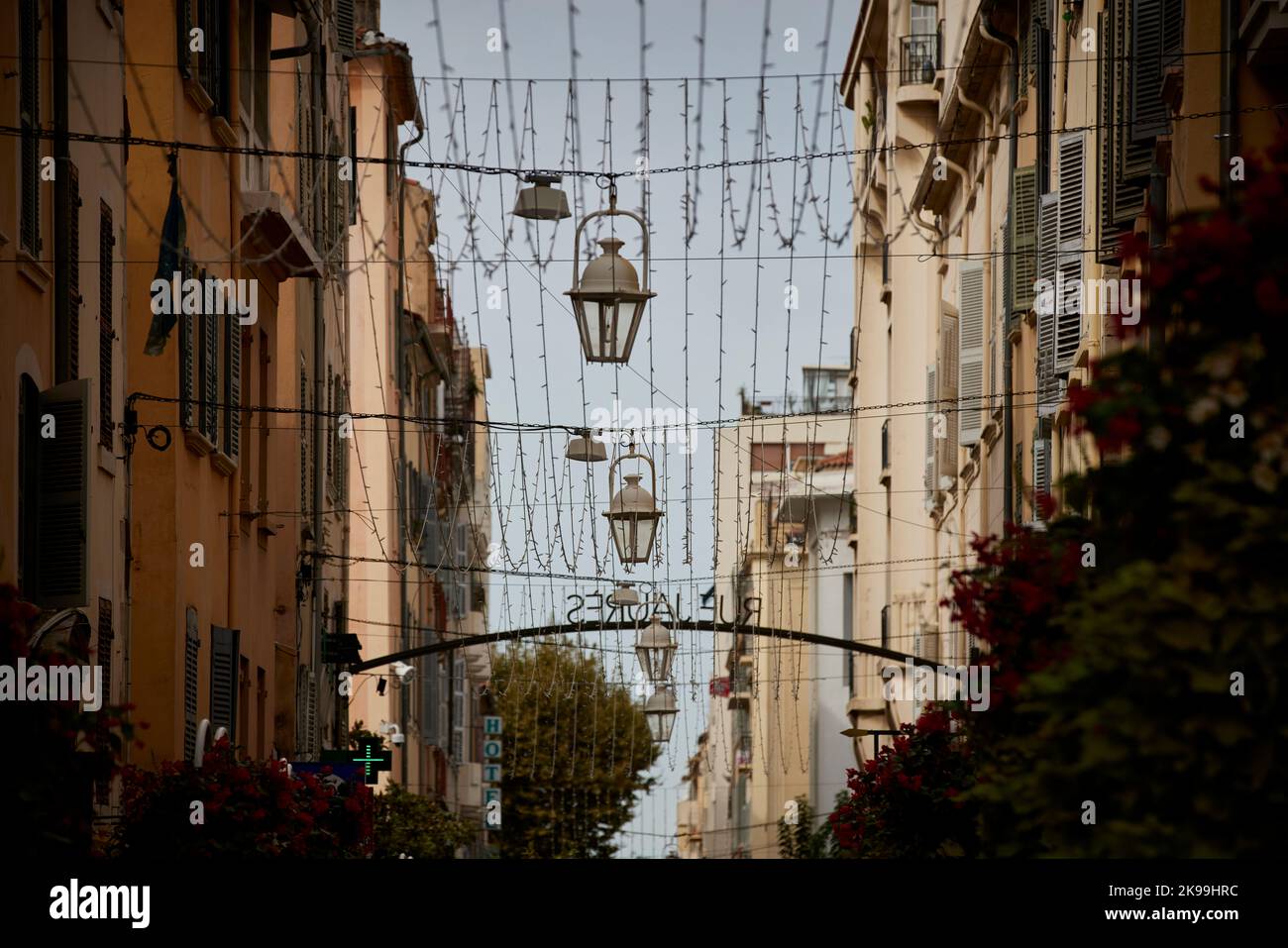 Toulon port city on southern France Mediterranean coast, typical street lights Stock Photo