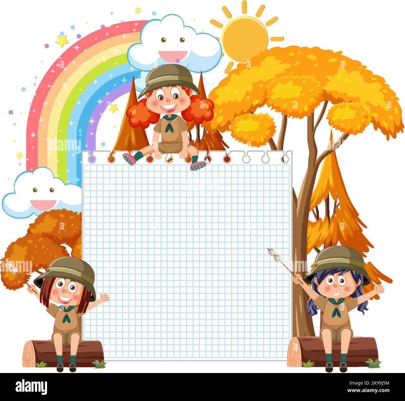 Empty board template with kids illustration Stock Vector Image & Art