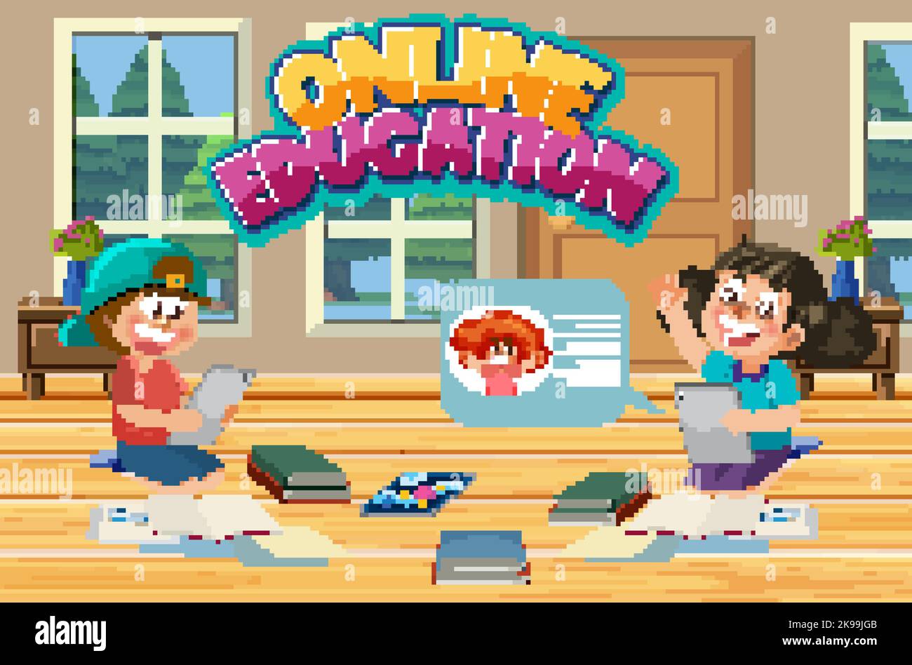 Online learning at home illustration Stock Vector Image & Art - Alamy