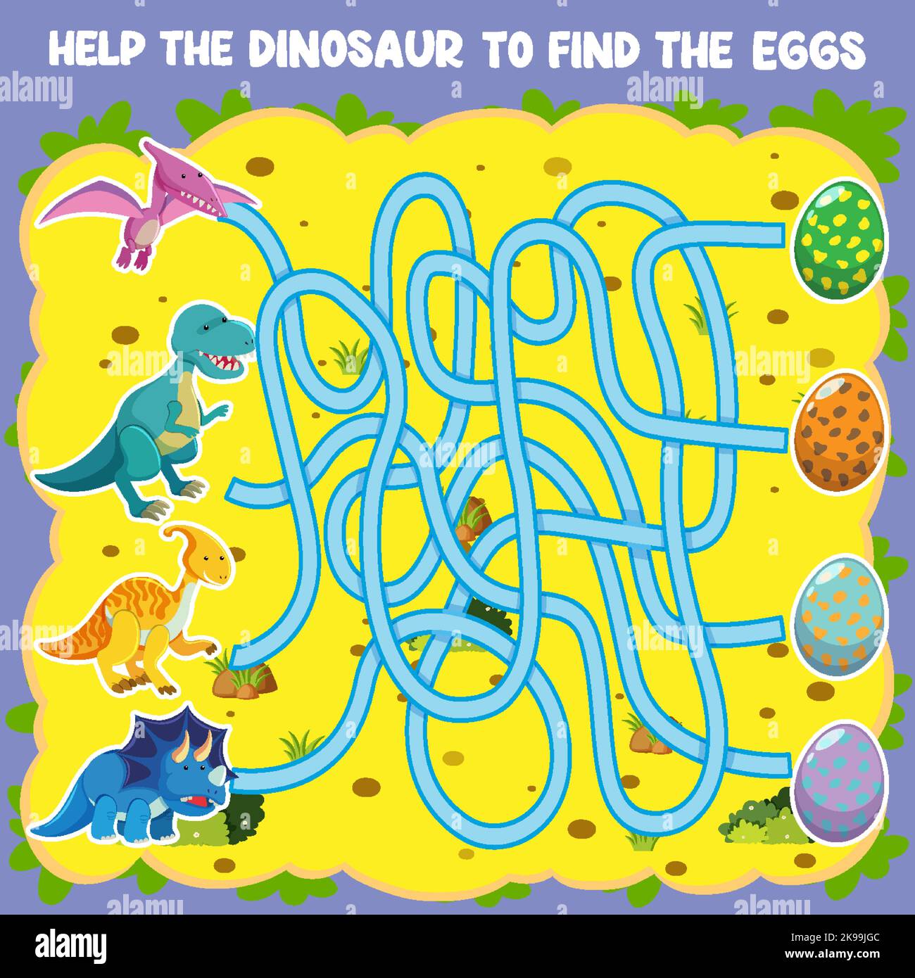 maze-game-template-in-dinosaur-theme-for-kids-illustration-stock-vector