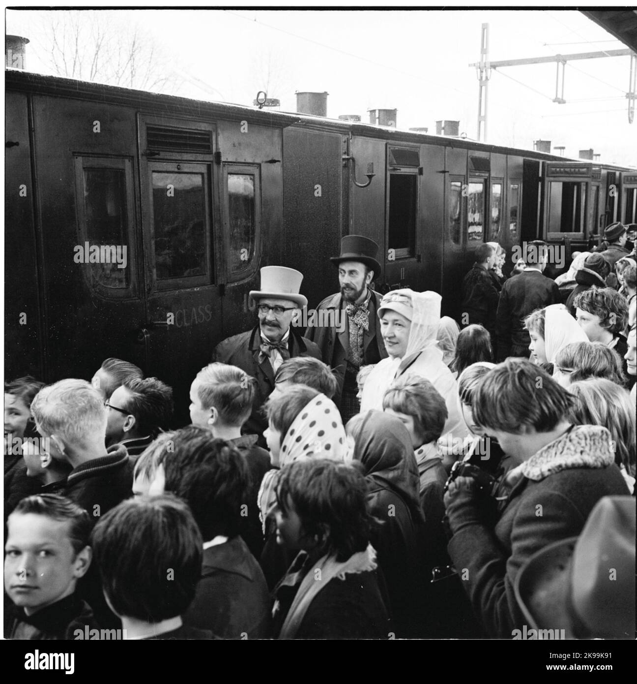 Historical train's journey from Stockholm to Gothenburg for the inauguration of train 62. SJ AB 289. SJ A 103 Stock Photo
