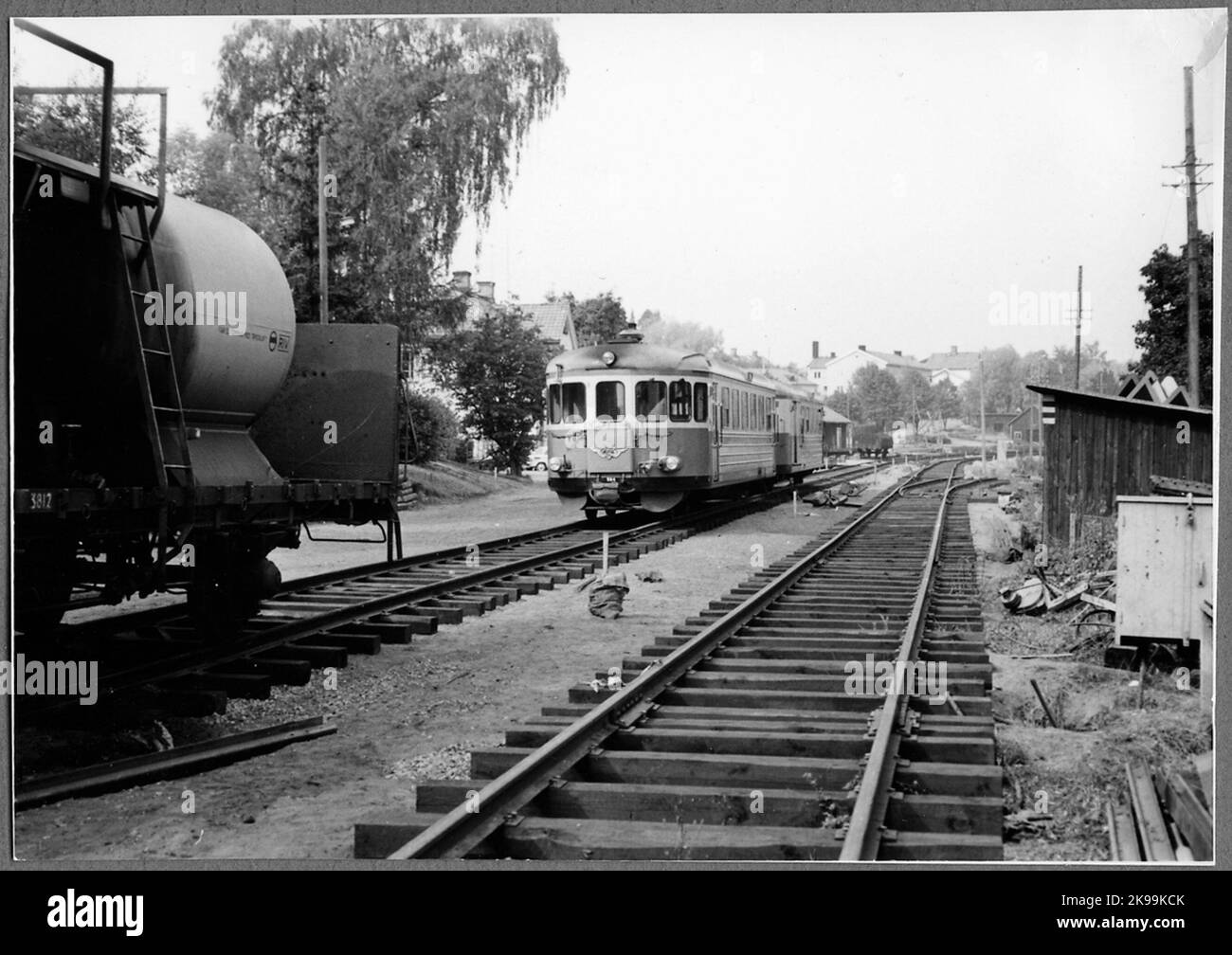 The first normal -track passenger train arrives at Gamleby from ...