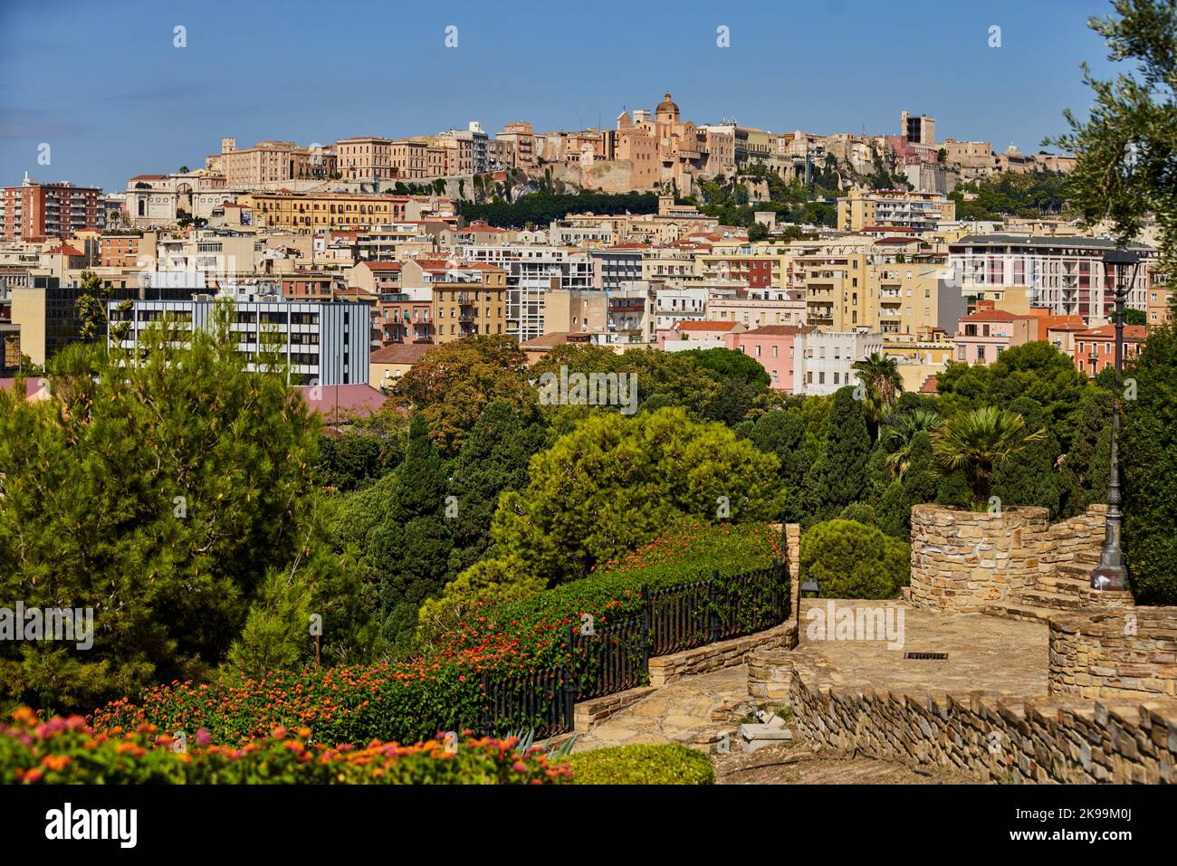 Port town Cagliari capital city of the Italian Mediterranean island of Sardinia. view scene city