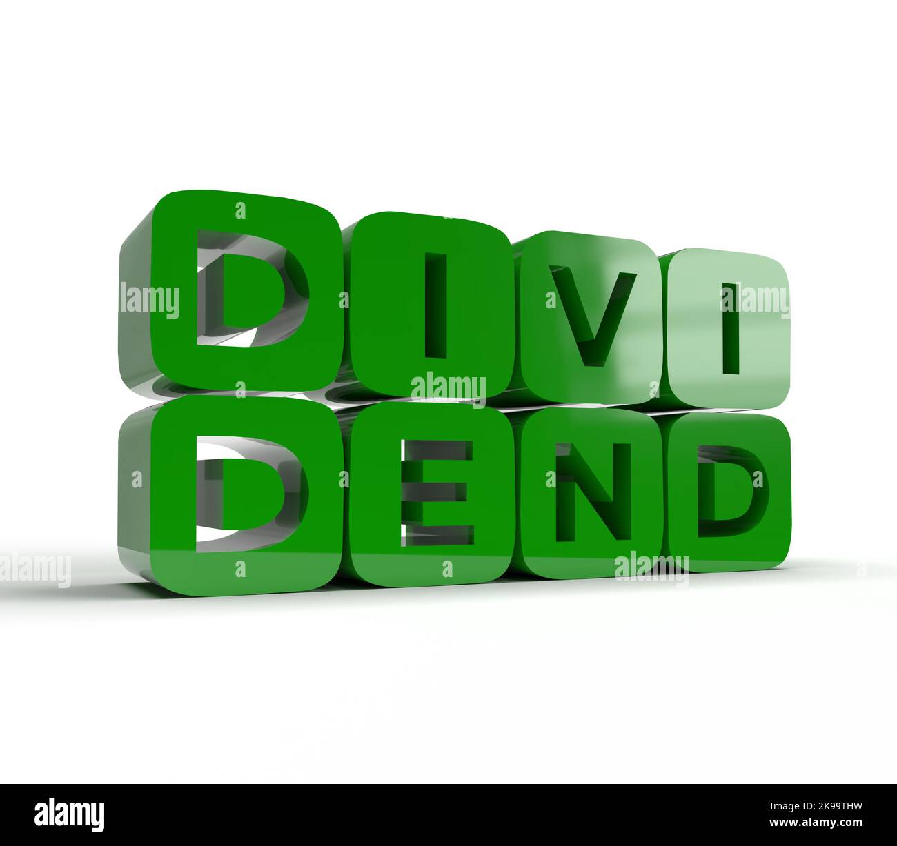 Dividend stock financial box green color  3d rendering illustration. Stock Photo
