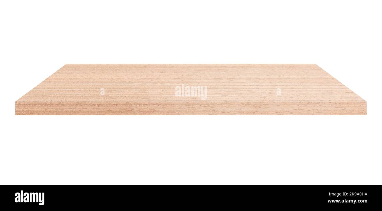 Wooden shelf on isolated white background with space Stock Photo - Alamy