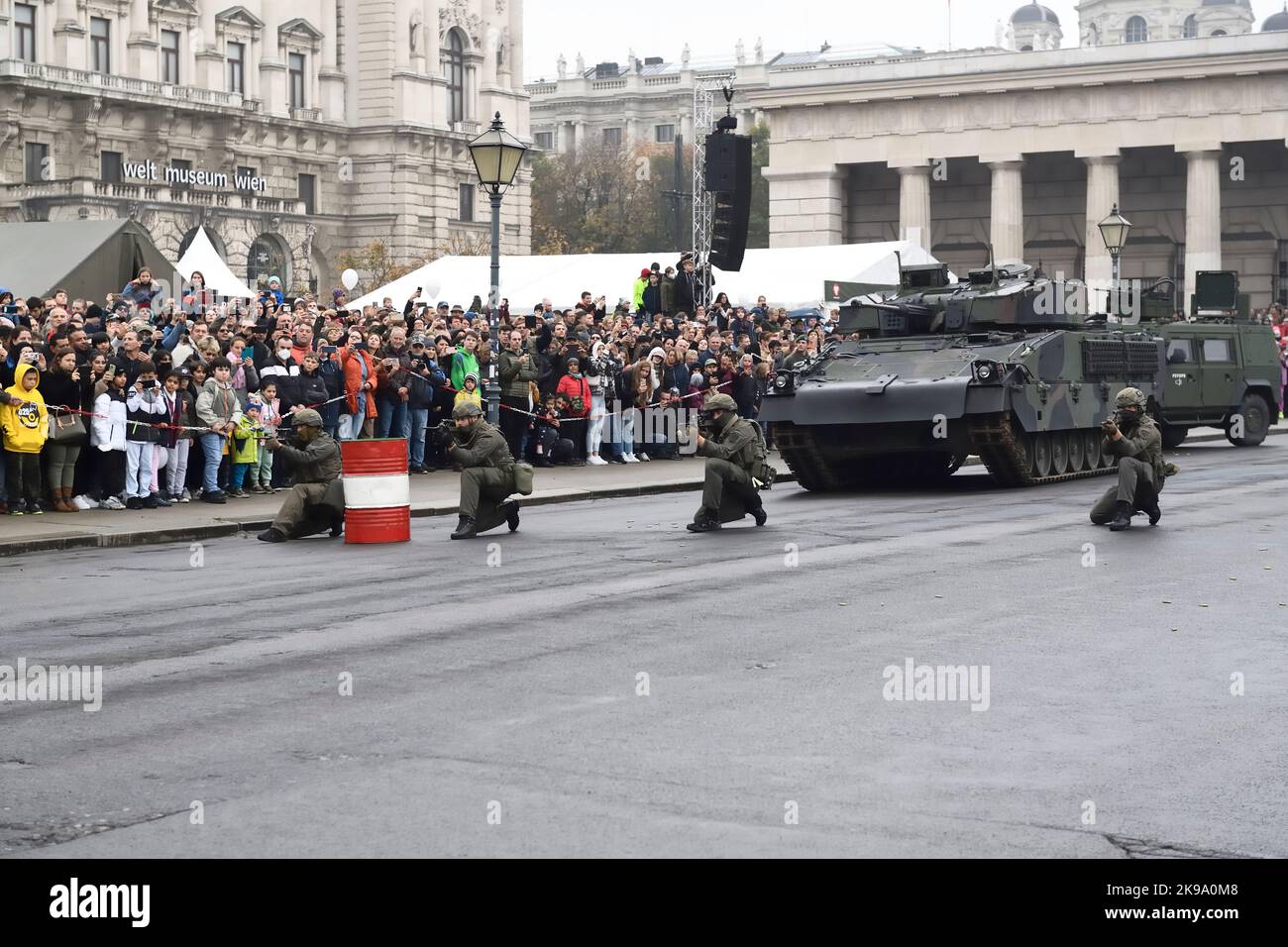 Vienna, Austria. 26th Oct 2022. Austrian national day 2022 in Vienna at Heroes Square. Tanks of the Austrian Armed Forces Stock Photo