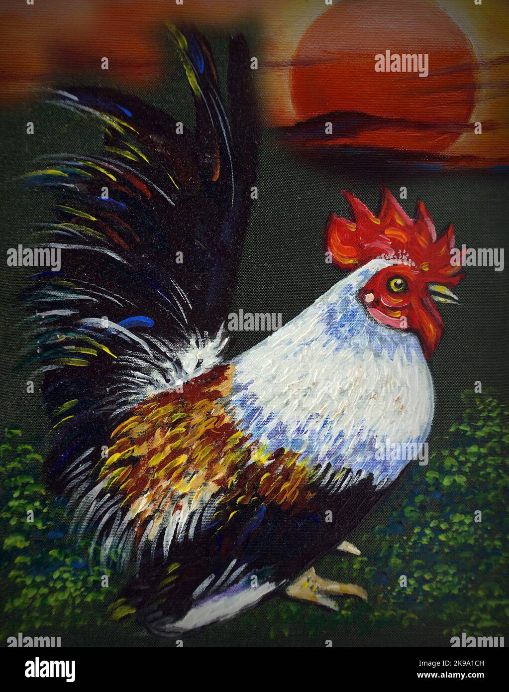 Art painting Oil color hen thailand Stock Photo - Alamy