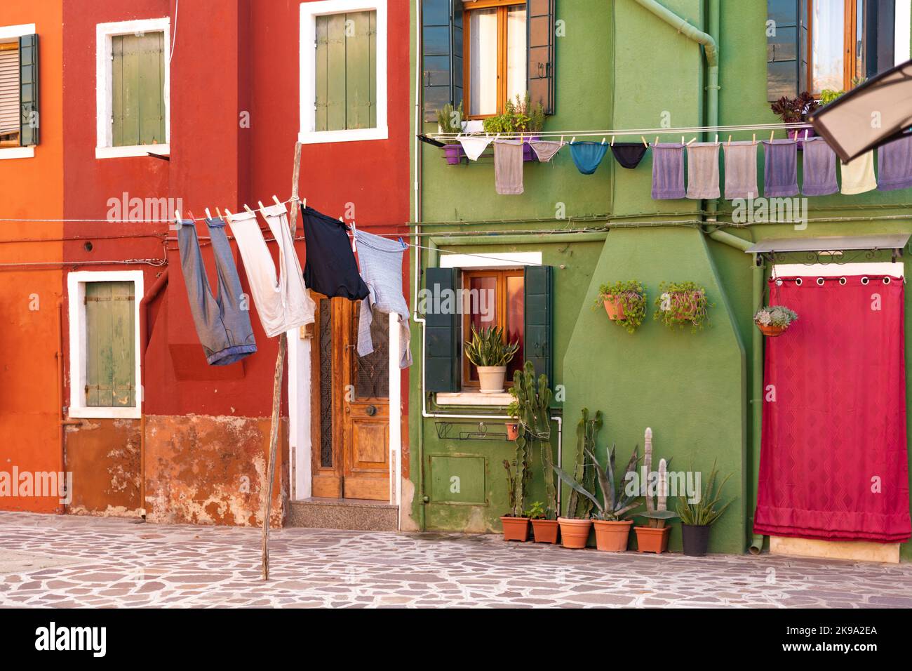 Colorful houses on the Burano Island in Venice, Italy Stock Photo