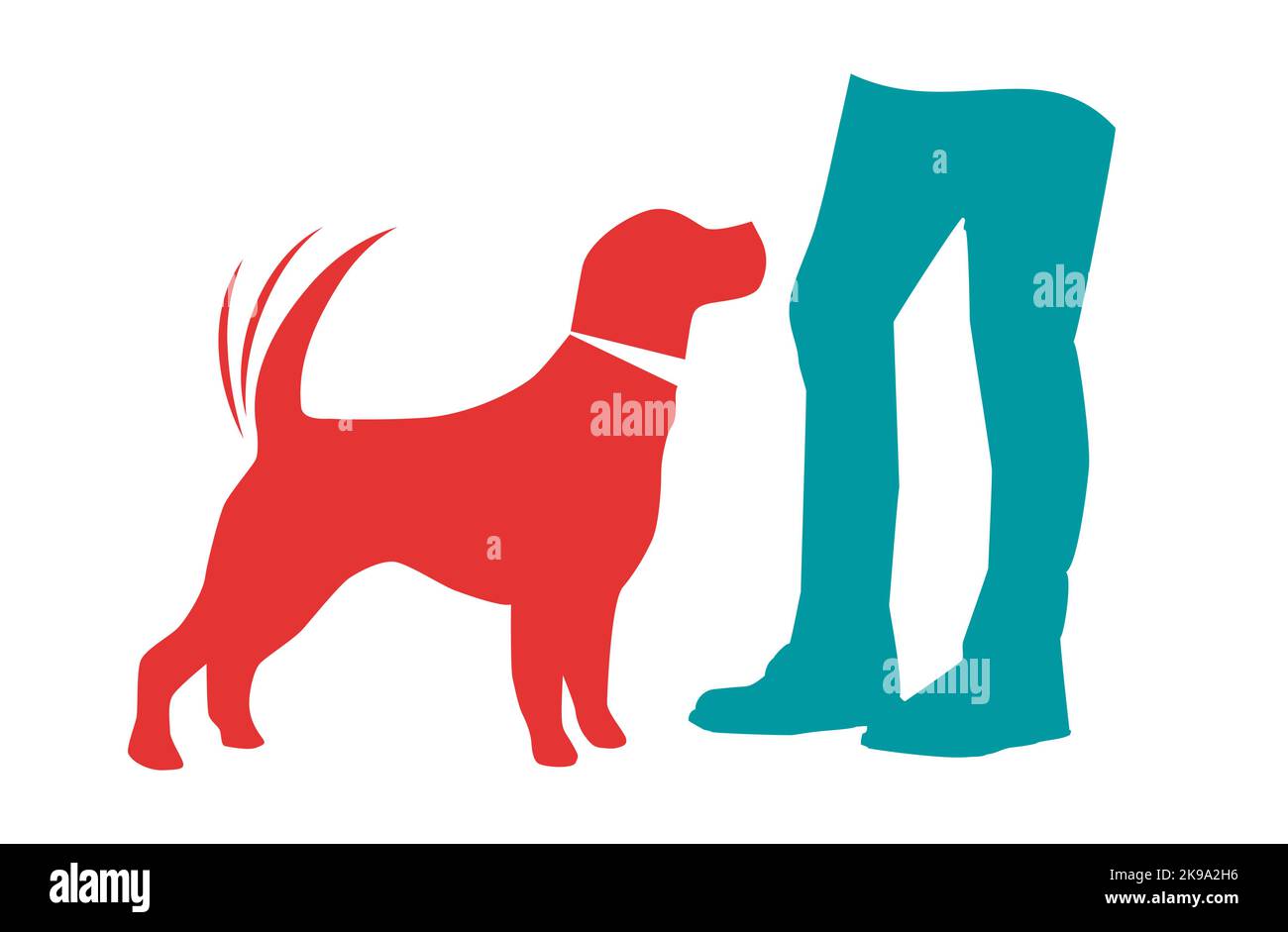 Dog wagging his tail happy to his master. Vector illustration in