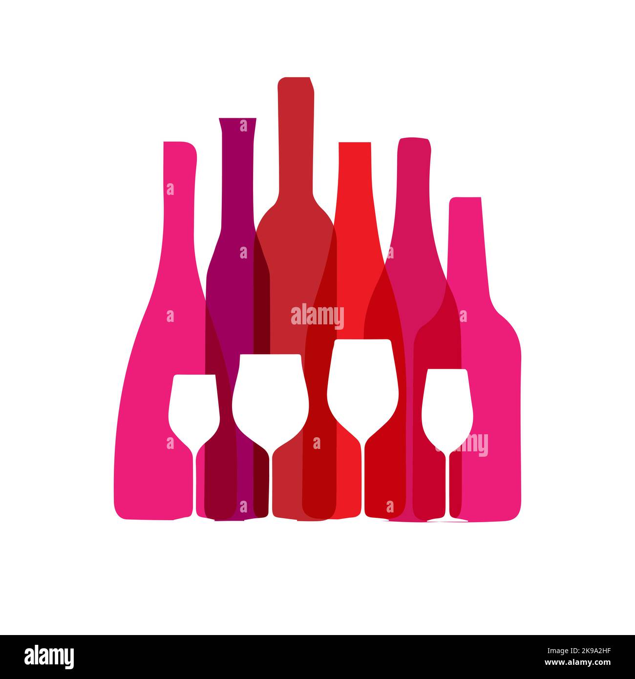 Wine restaurant menu design with cheerful and colorful wine glasses