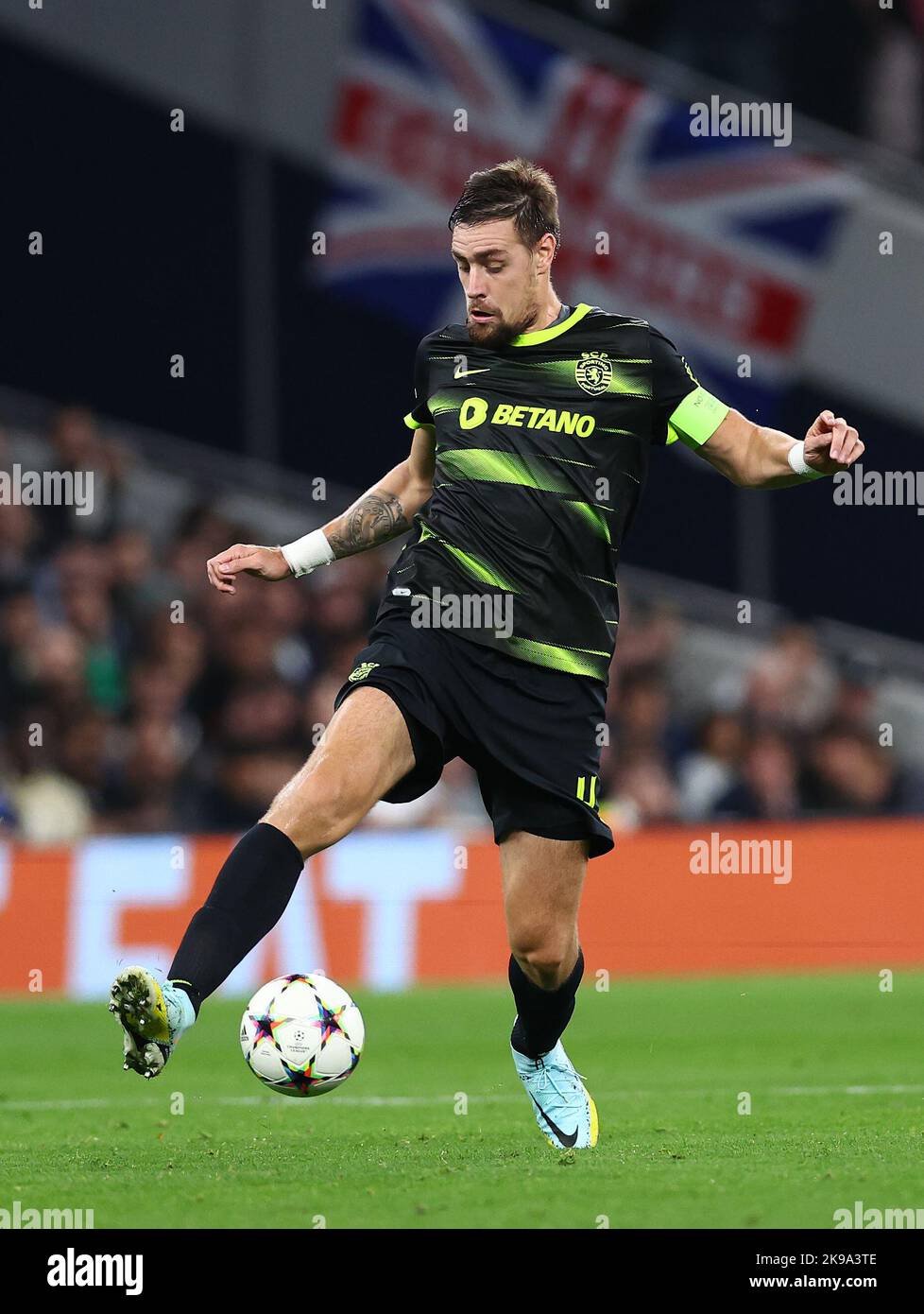 London, England, 26th October 2022. Sebastian Coates of Sporting Lisbon during the UEFA Champions League match at the Tottenham Hotspur Stadium, London. Picture credit should read: David Klein / Sportimage Stock Photo