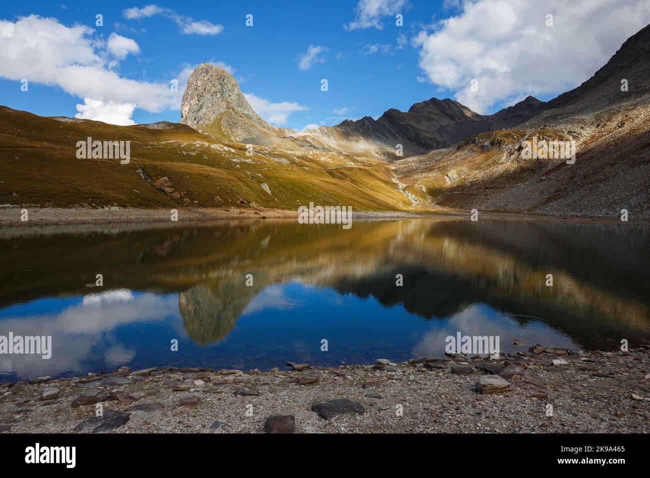 Bodensee alpine lake and Gösleswand mountain peak.  Lasorling mountain group. Austrian Alps. Europe. Stock Photo