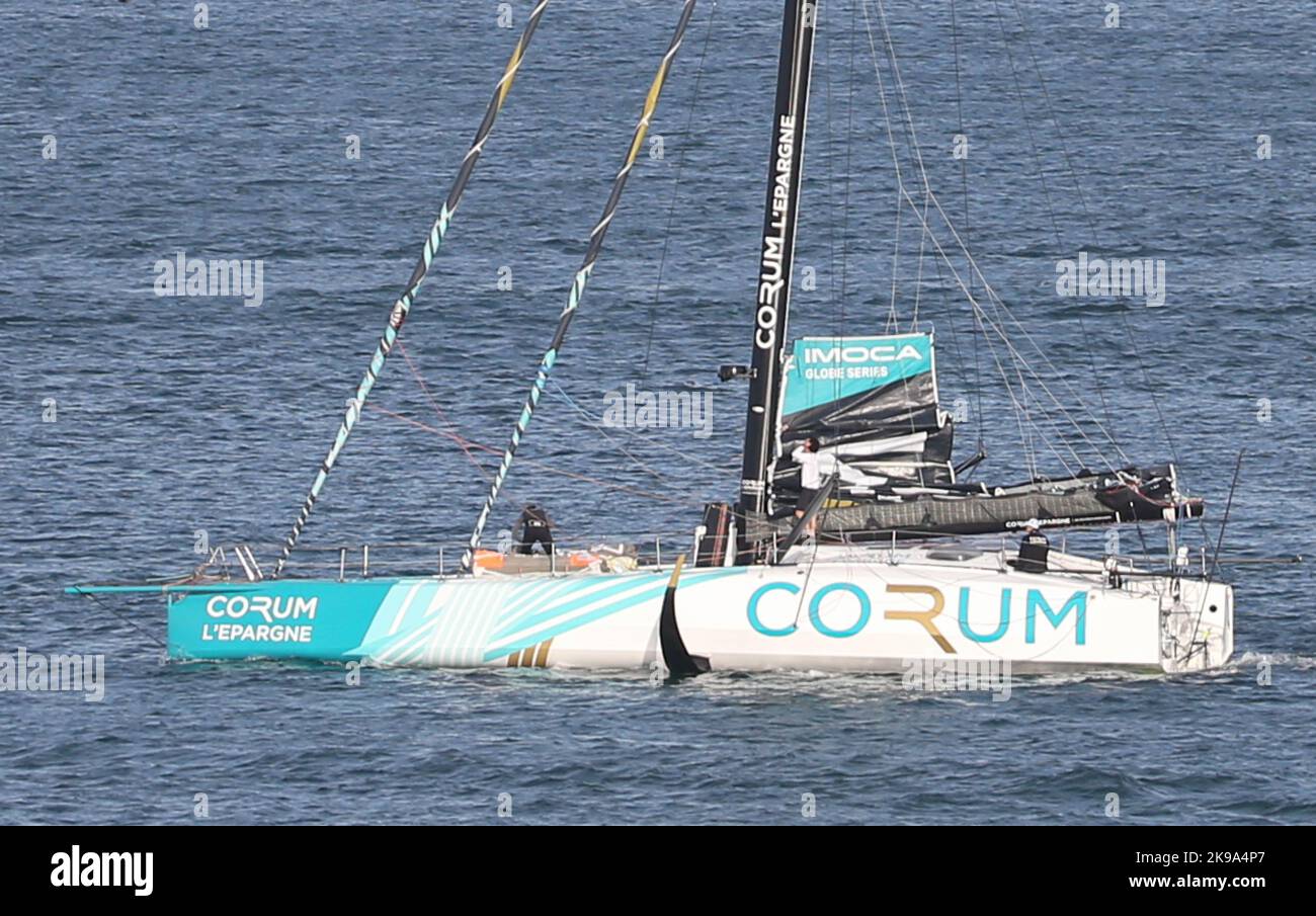 IMOCA CORUM LÕEPARGNE Skipper Nicolas Troussel during the Route du Rhum ...