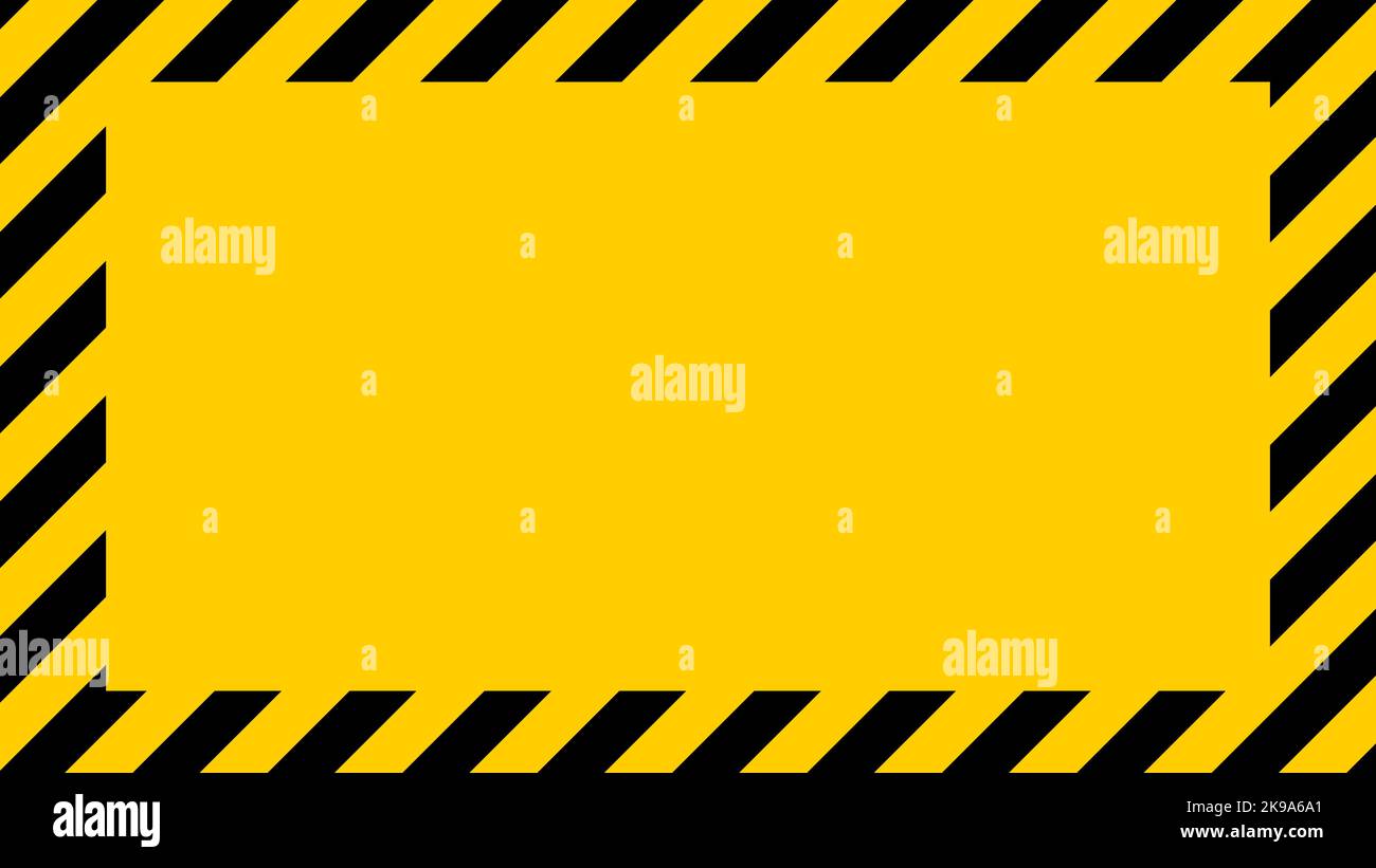 Yellow black warning stripes, danger safety background, sign line hazard Stock Vector