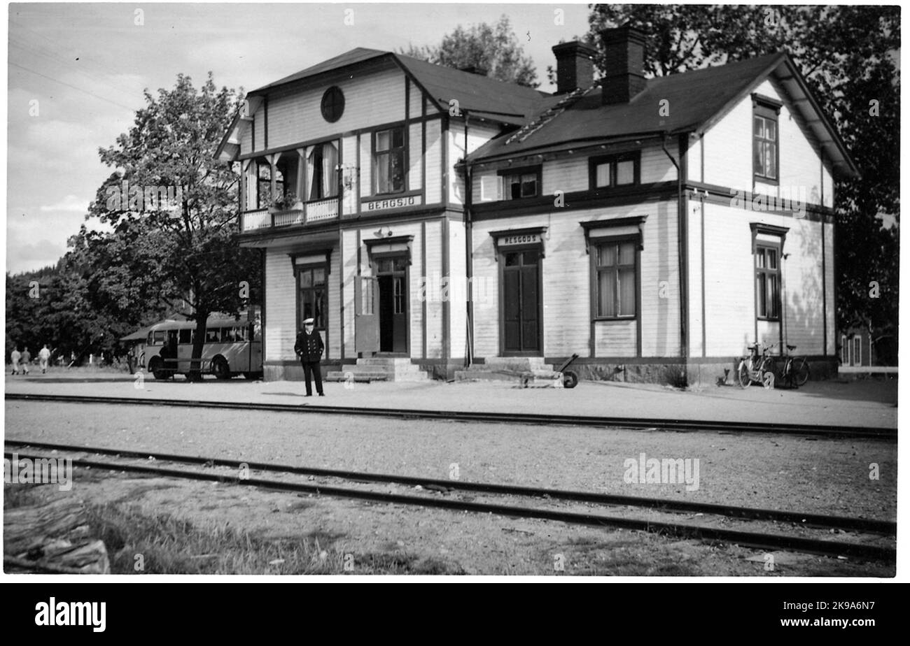 Station built in 1896. Two storey station house in wood. NHJ, Northern Hälsingsland Railway