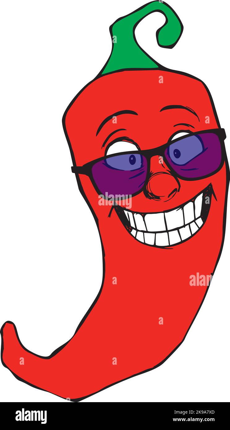 cartoon red hot pepper with glasses, vector drawing Stock Vector Image & Art Alamy