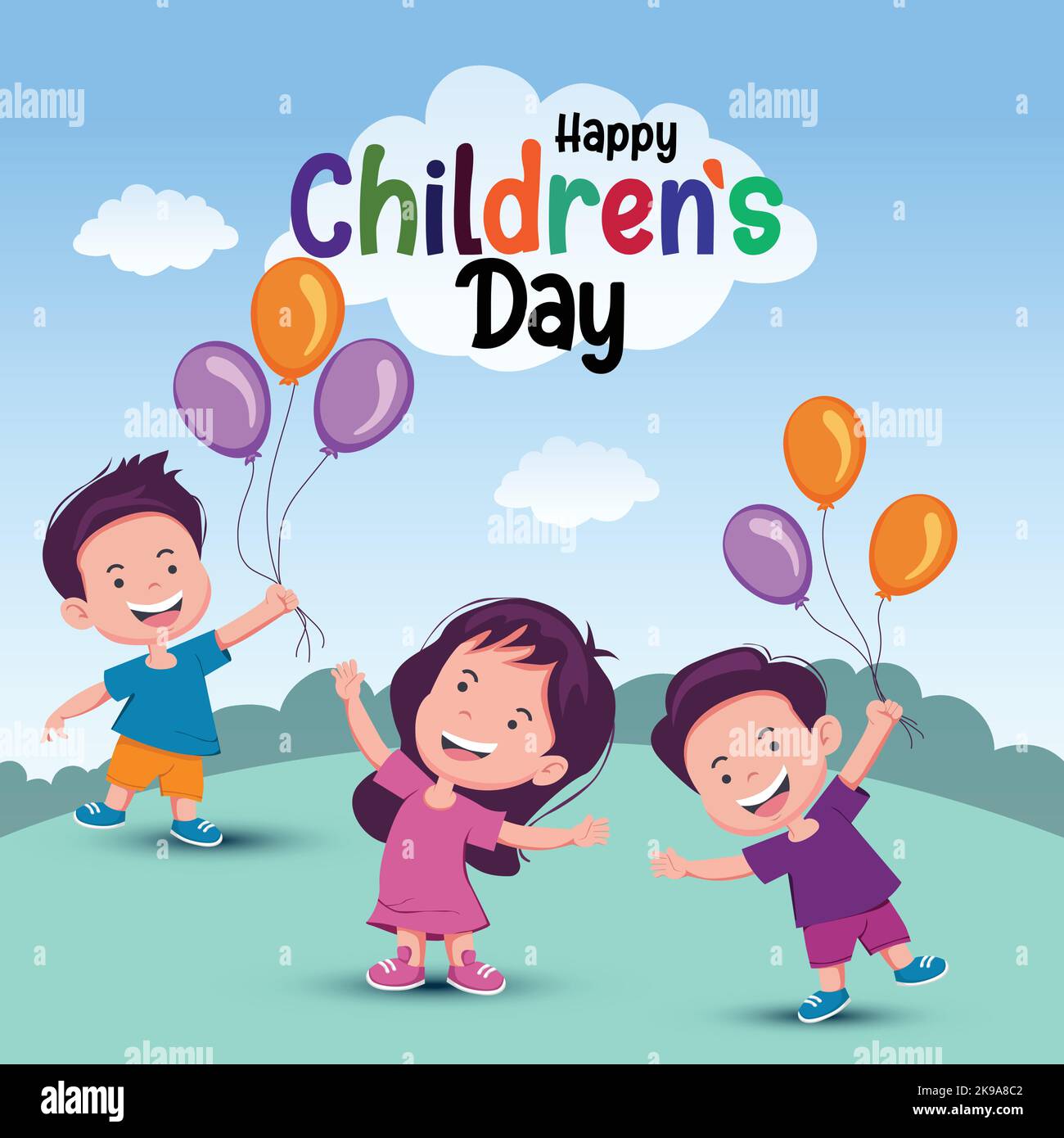 Happy children's day background greetings with kid props vector  illustration design Stock Vector Image & Art - Alamy