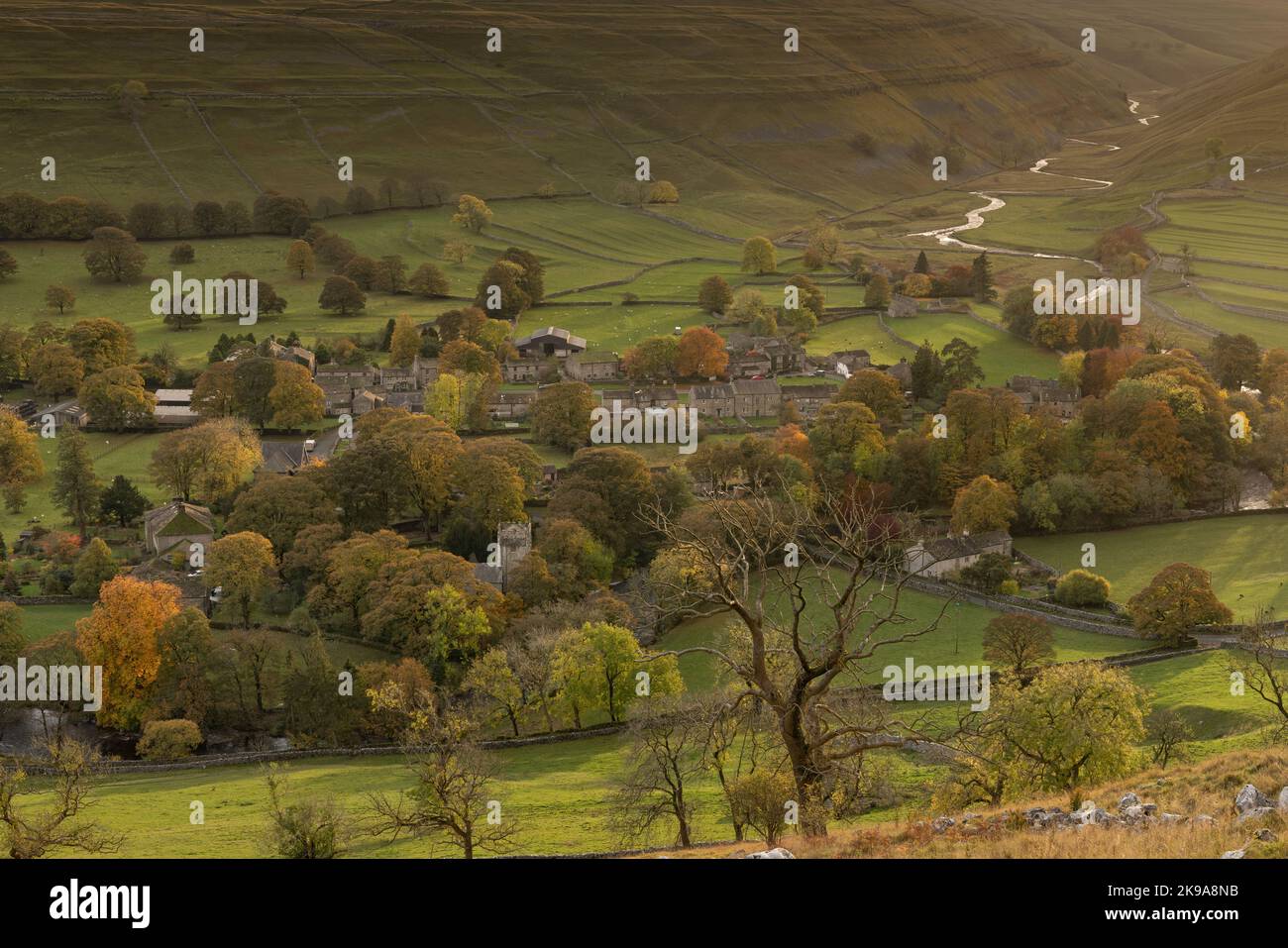 Autumn view of the Yorkshire Dales village in Littondale, a popular location in the Yorkshire Dales National Park Stock Photo