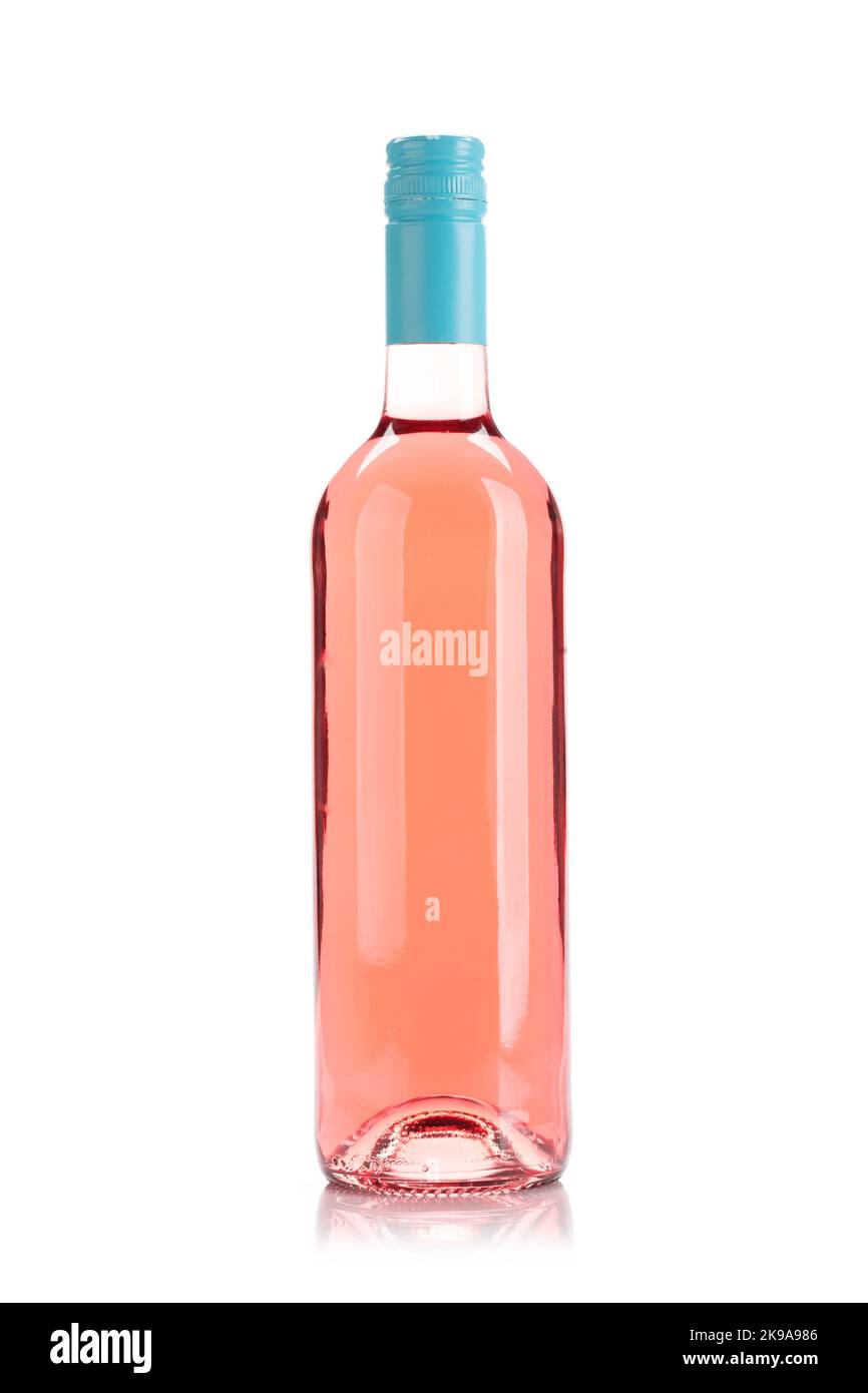 Rose wine bottle. Isolated on white background Stock Photo - Alamy