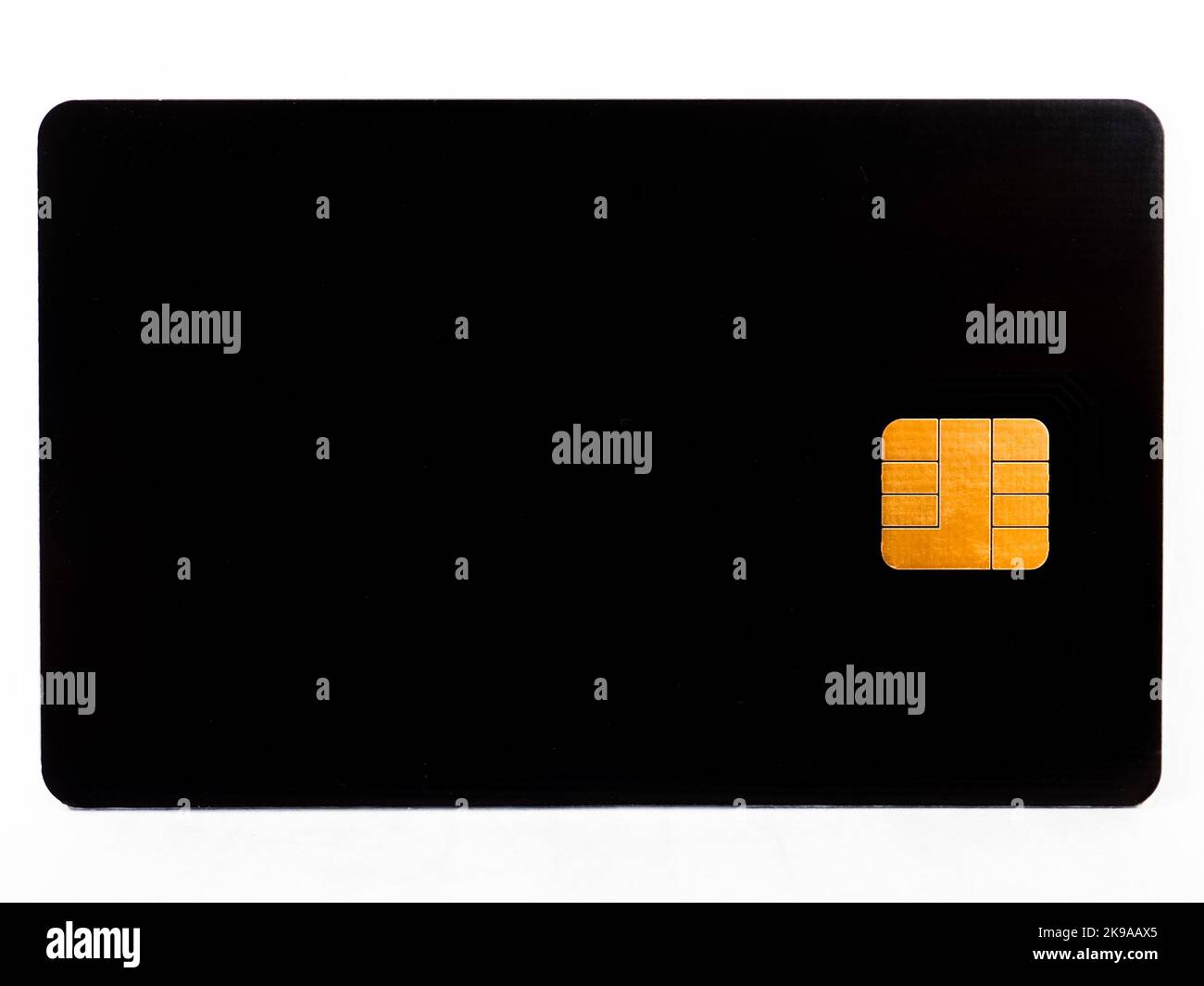 Golden chip on a black bank card. The concept of the global