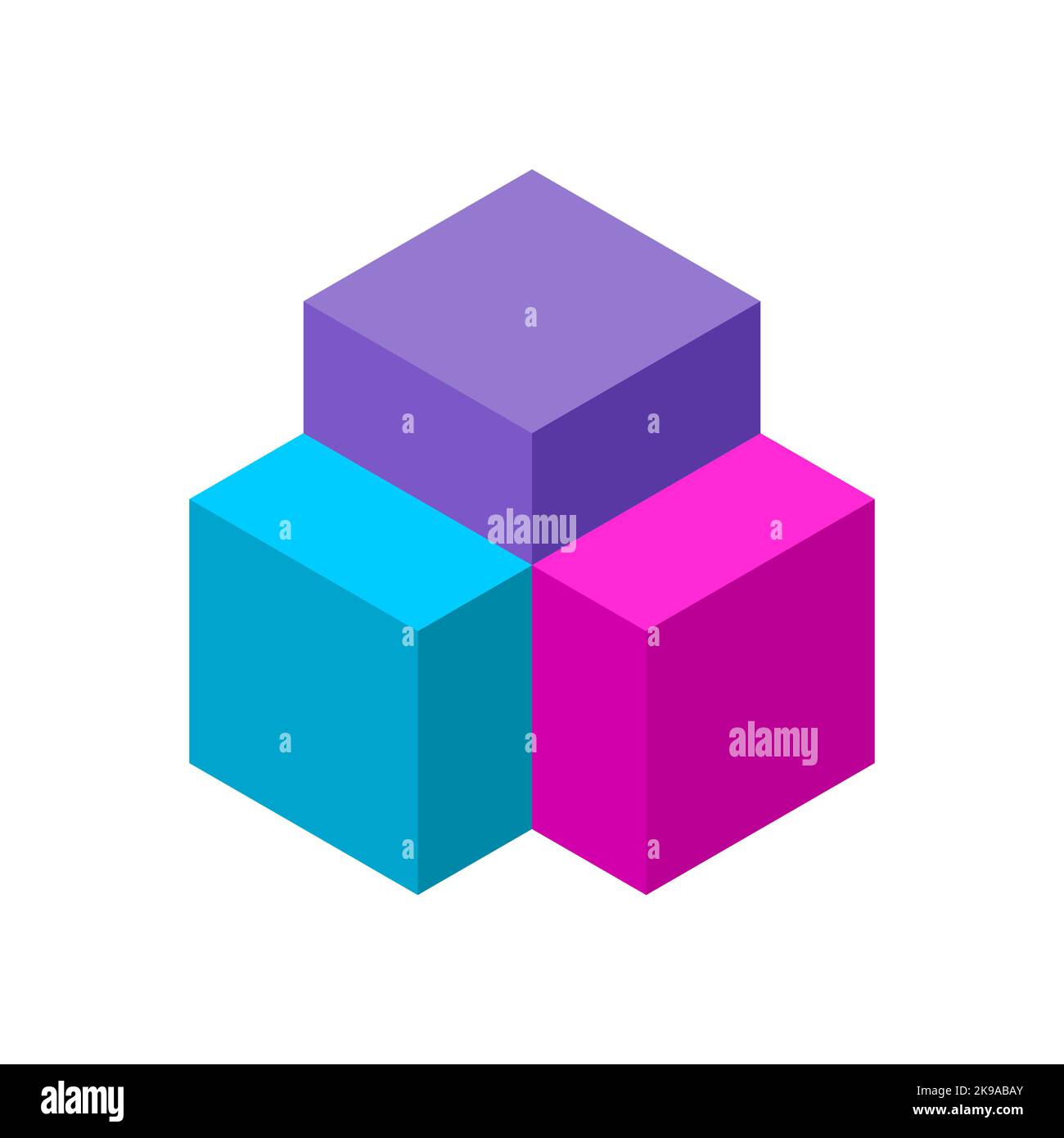 Three colorful blocks make a structure. Building, architecture ...