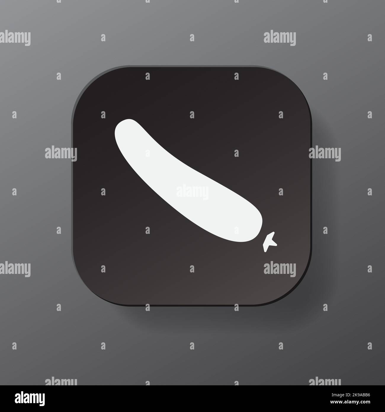 Black square button with cucumber vegetable outline icon, white ...