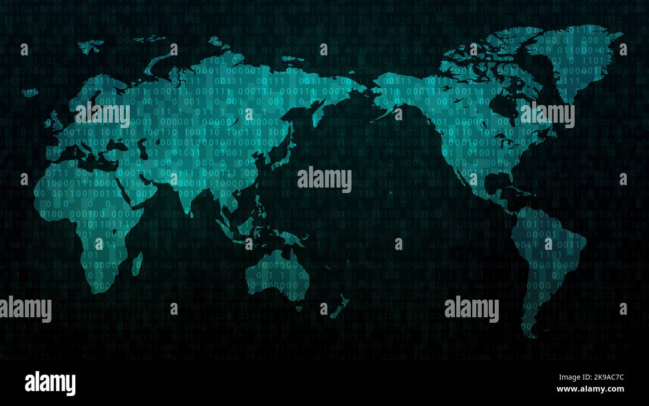 Digital world map concept illustration Stock Photo - Alamy