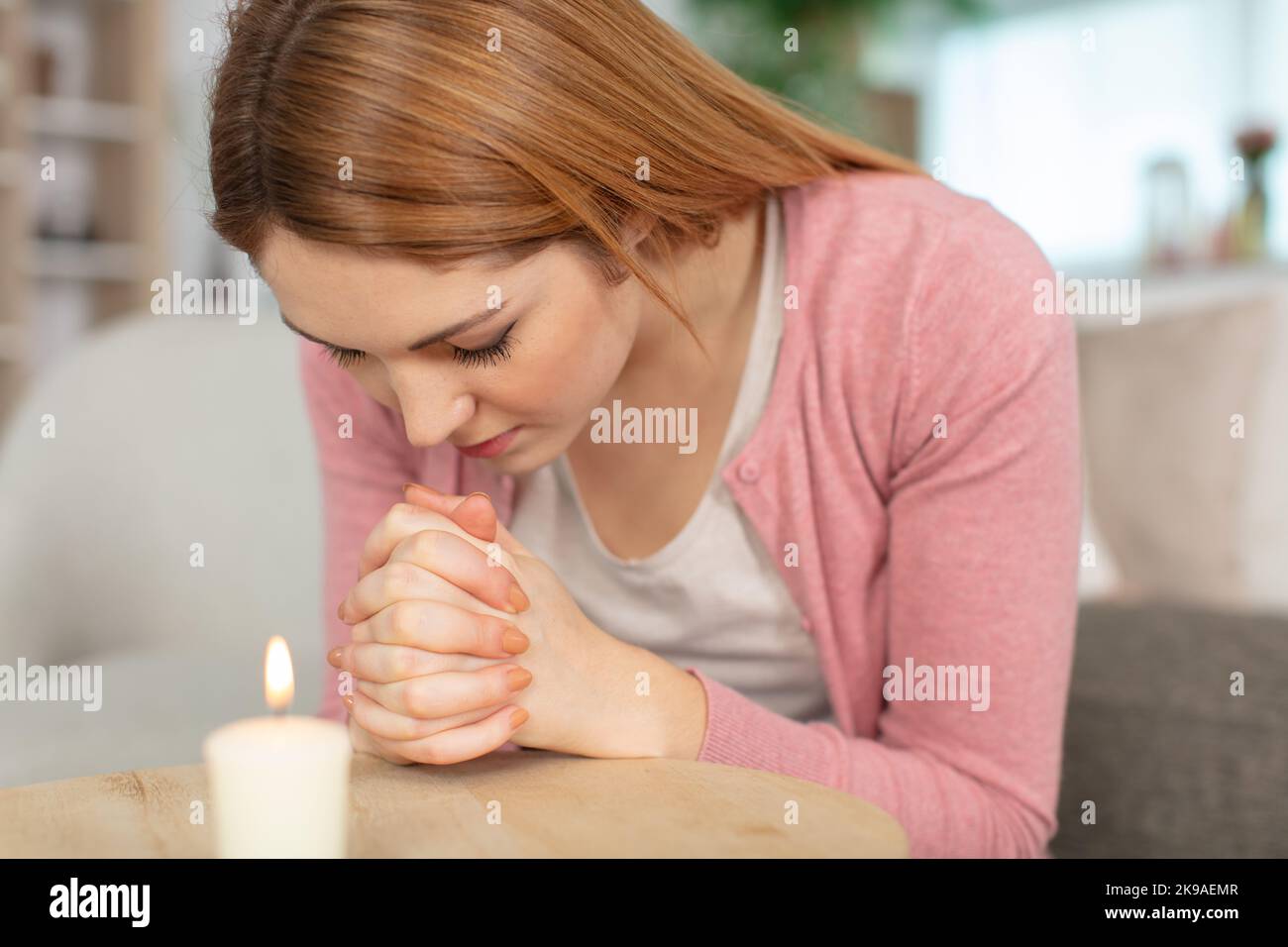 woman pray bible and christian study concept Stock Photo