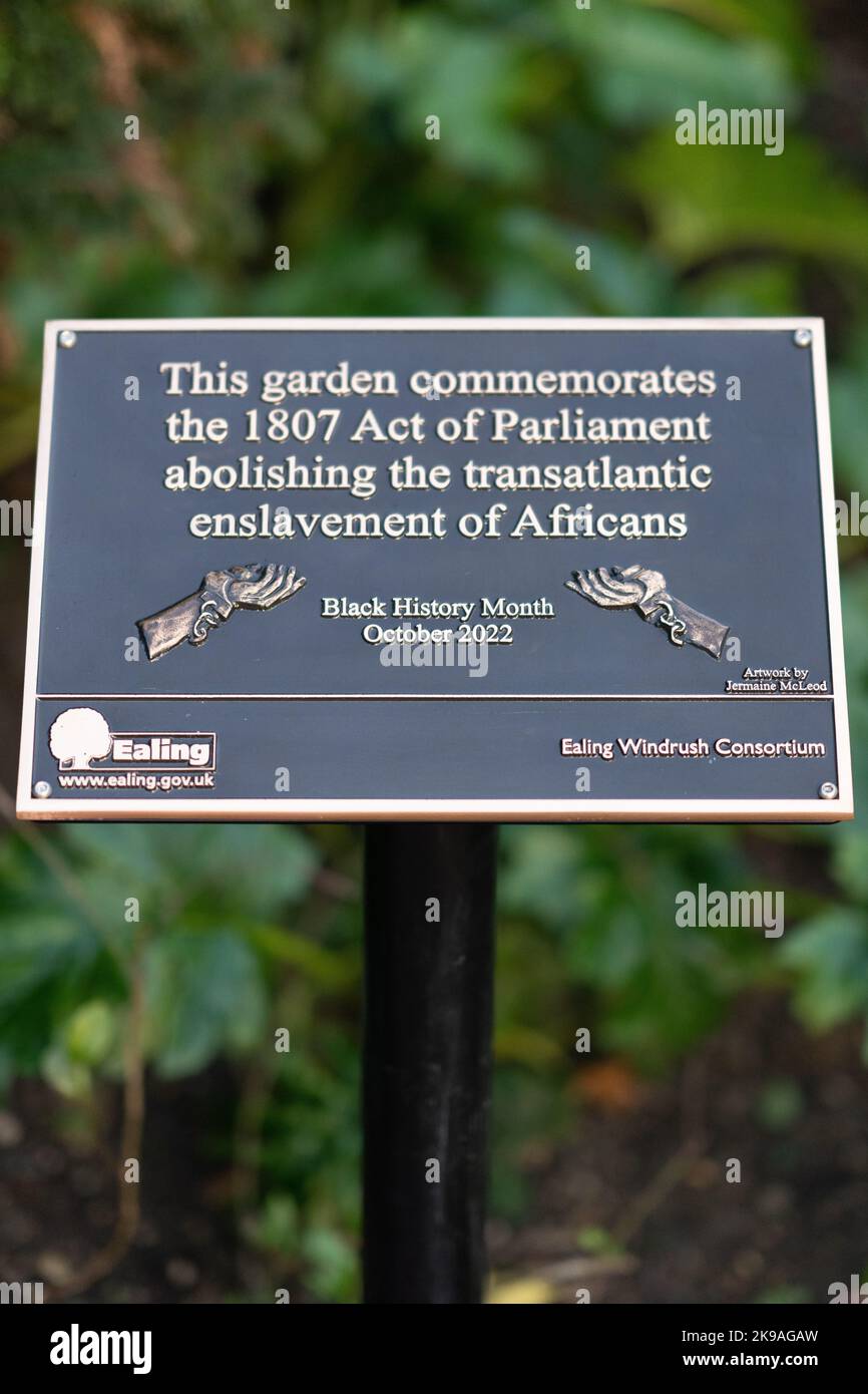 Ealing Council - Black History Month - Abolition of Slavery and Windrush Plaques Rededication and Reinstatement Stock Photo